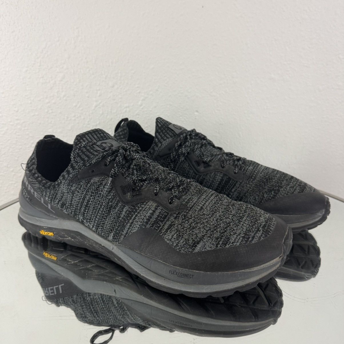 Merrell MERRELL Mens Black Grey Knit Mag-9 Vibram Running Sneakers Size US 14 / EU 47 - 2 Thumbnail