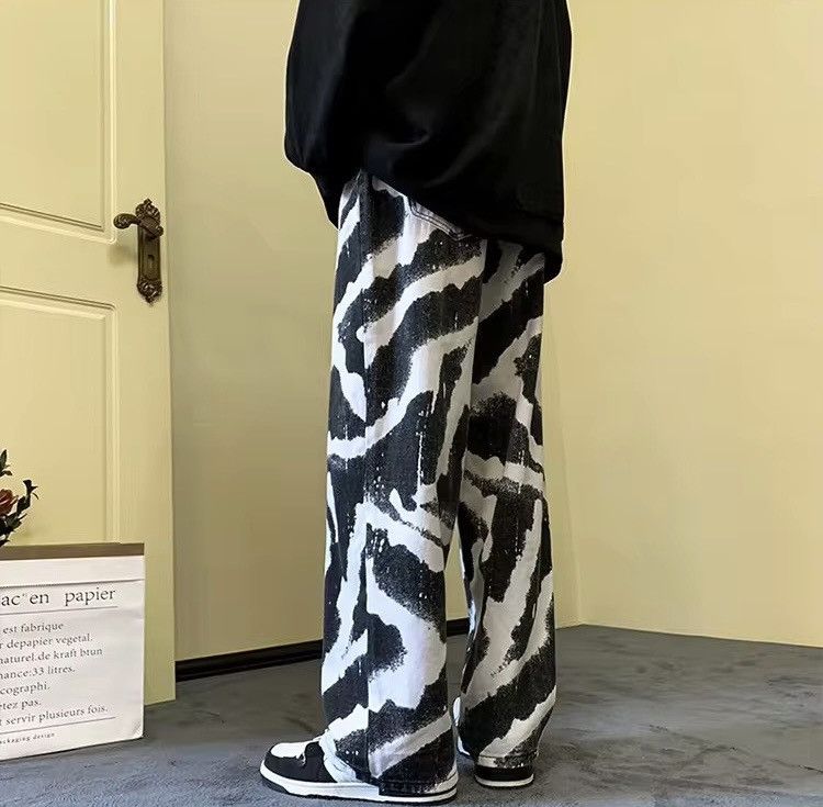 Designer × Vintage Baggy Straight Zebra Style Jeans Pants Tie Dye Size US 32 / EU 48 - 5 Thumbnail