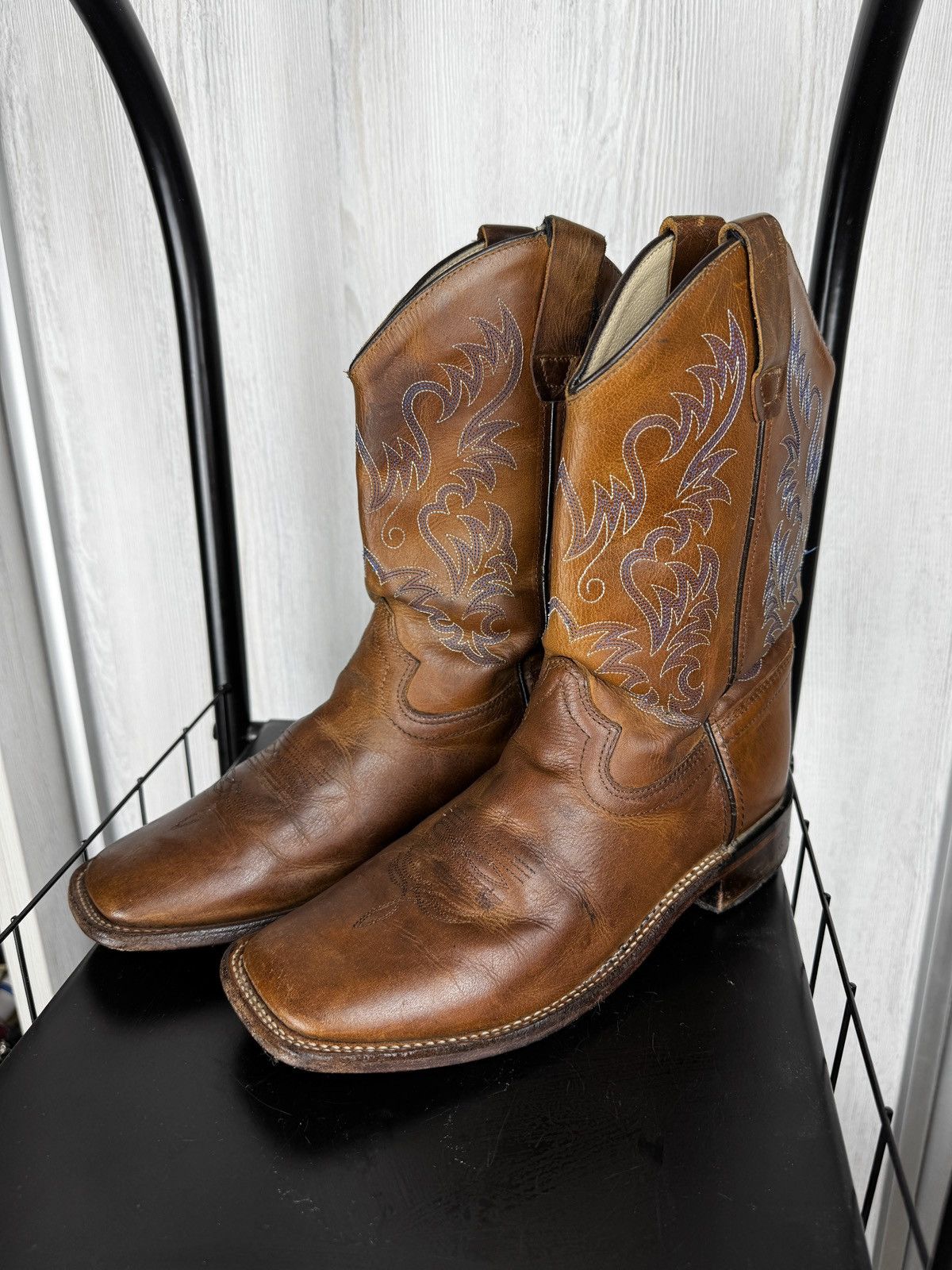 Cowboy Equipment Tin Star Boots Cowboy Western Texas Leather shoes size 6.5D Size US 6.5 / EU 39-40 - 8 Thumbnail