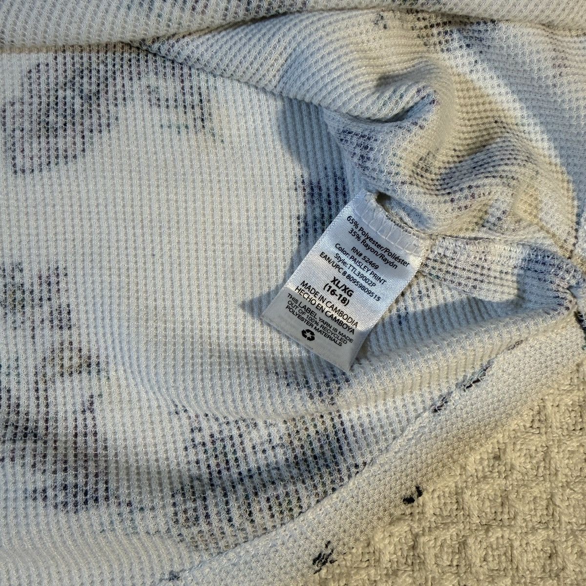Other Time and Tru Paisley Waffle Knit Long Sleeve (XL) Size XL / US 12-14 / IT 48-50 - 5 Thumbnail