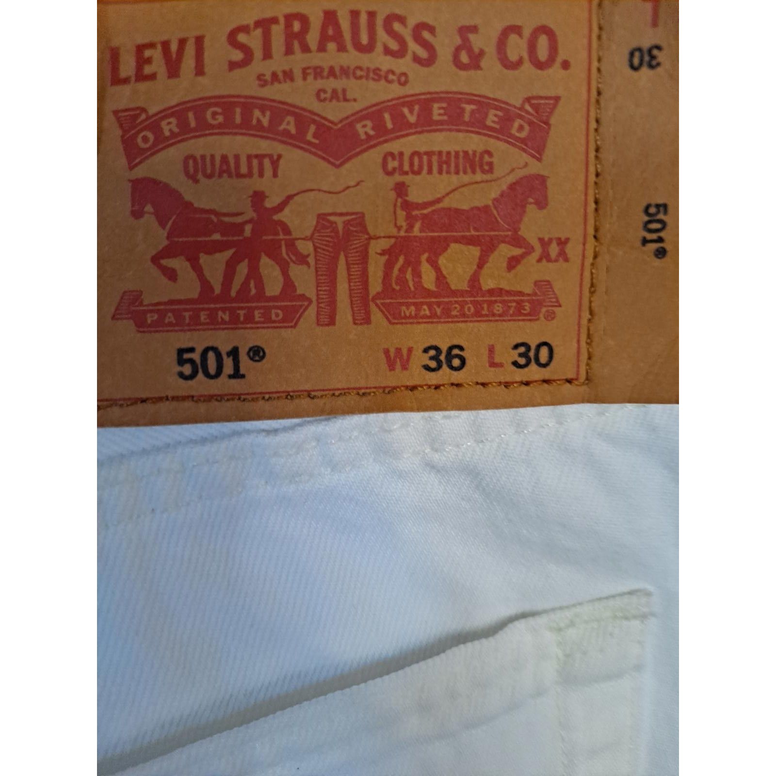 Levi's Levi's 501 White Button Fly Jeans Size 36x30 Size US 36 / EU 52 - 3 Thumbnail