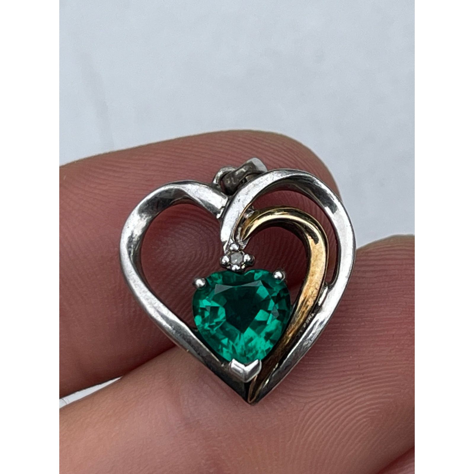 Vintage Alwand Vahan Sterling Silver 14k Gold Pendant Diamond and CZ Size ONE SIZE - 3 Thumbnail