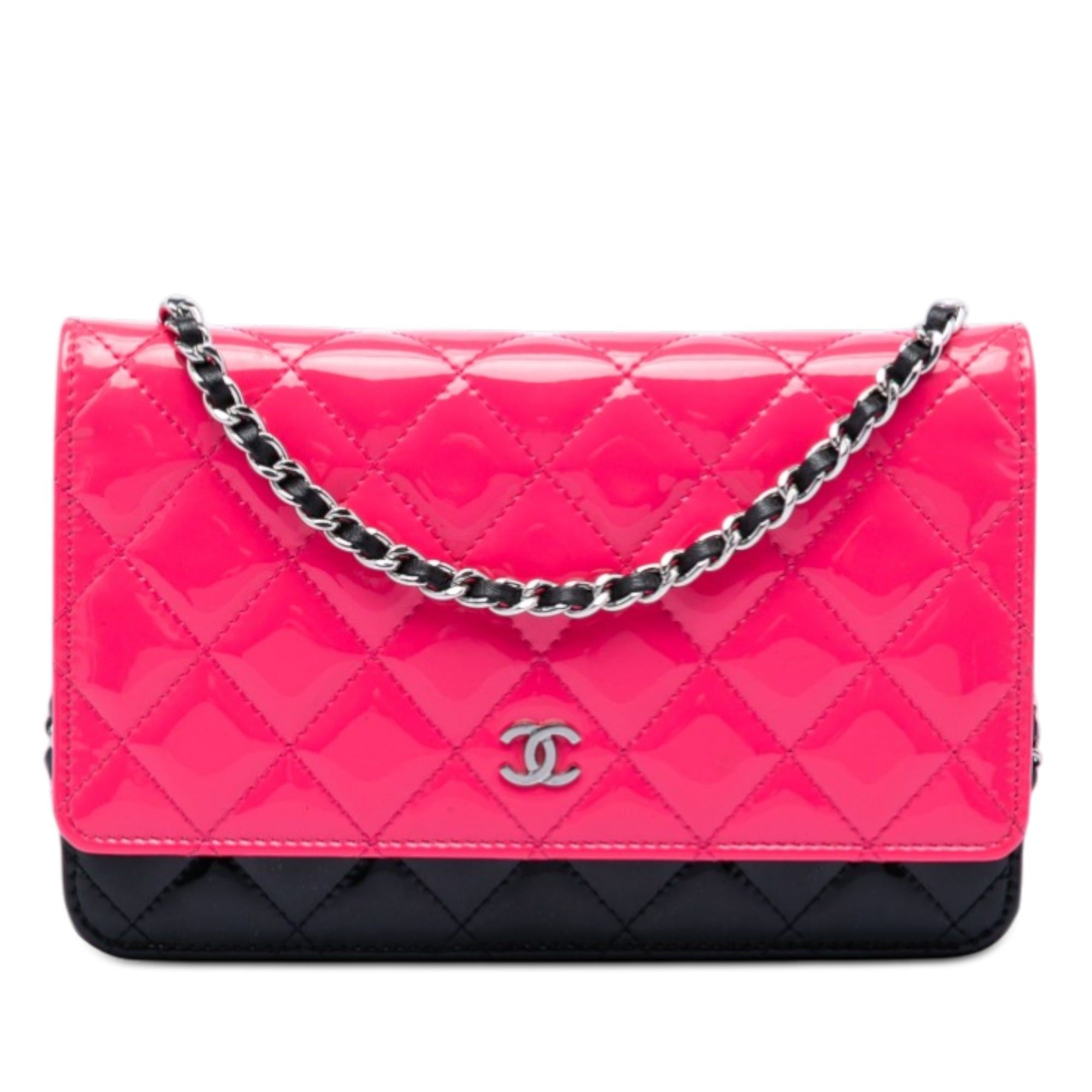 Chanel CC Bicolor Quilted Patent Wallet on Chain Size ONE SIZE - 1 Thumbnail