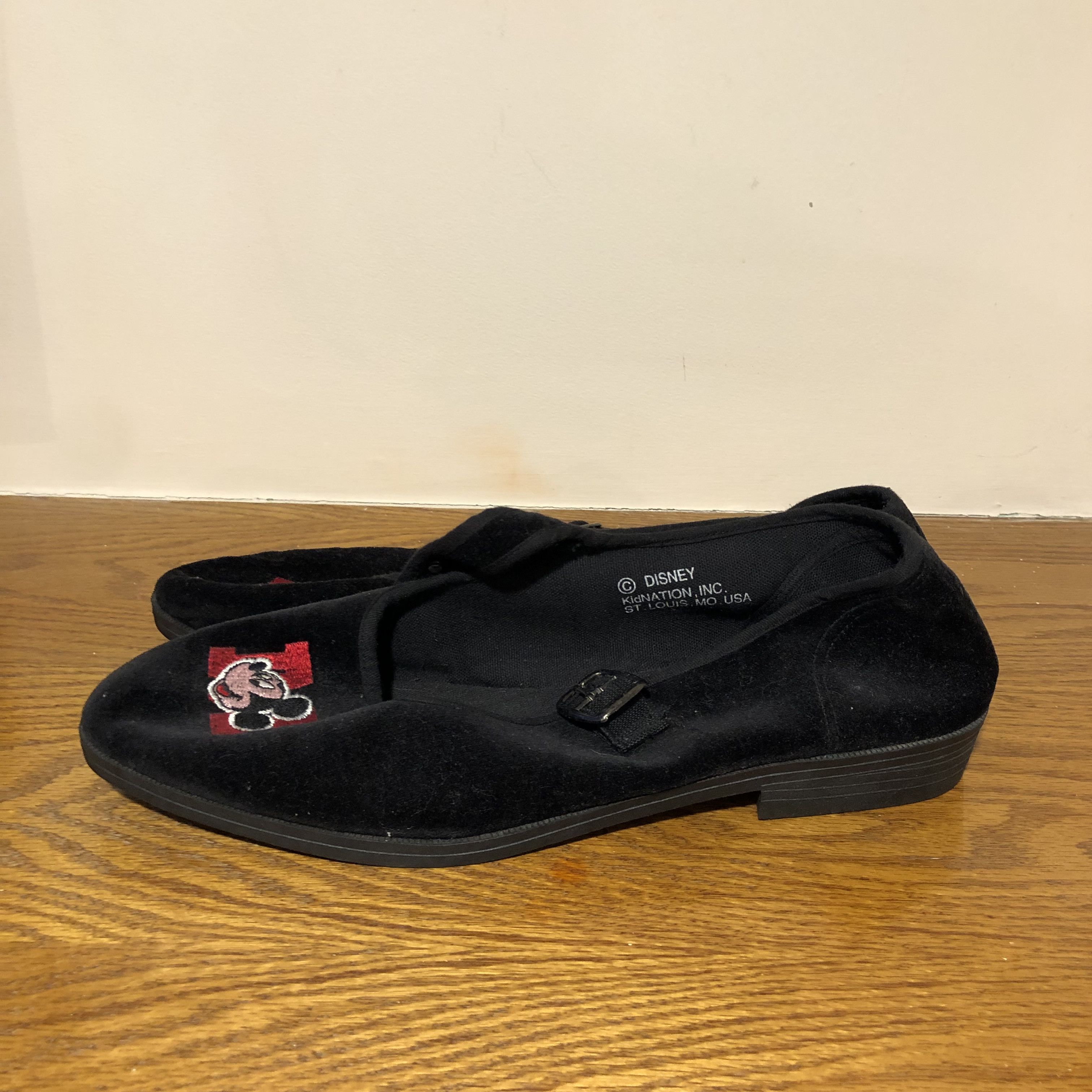 Disney 90s Vintage Black Velvet Mickey Mouse Shoes Slippers Size US 9 / IT 39 - 3 Thumbnail