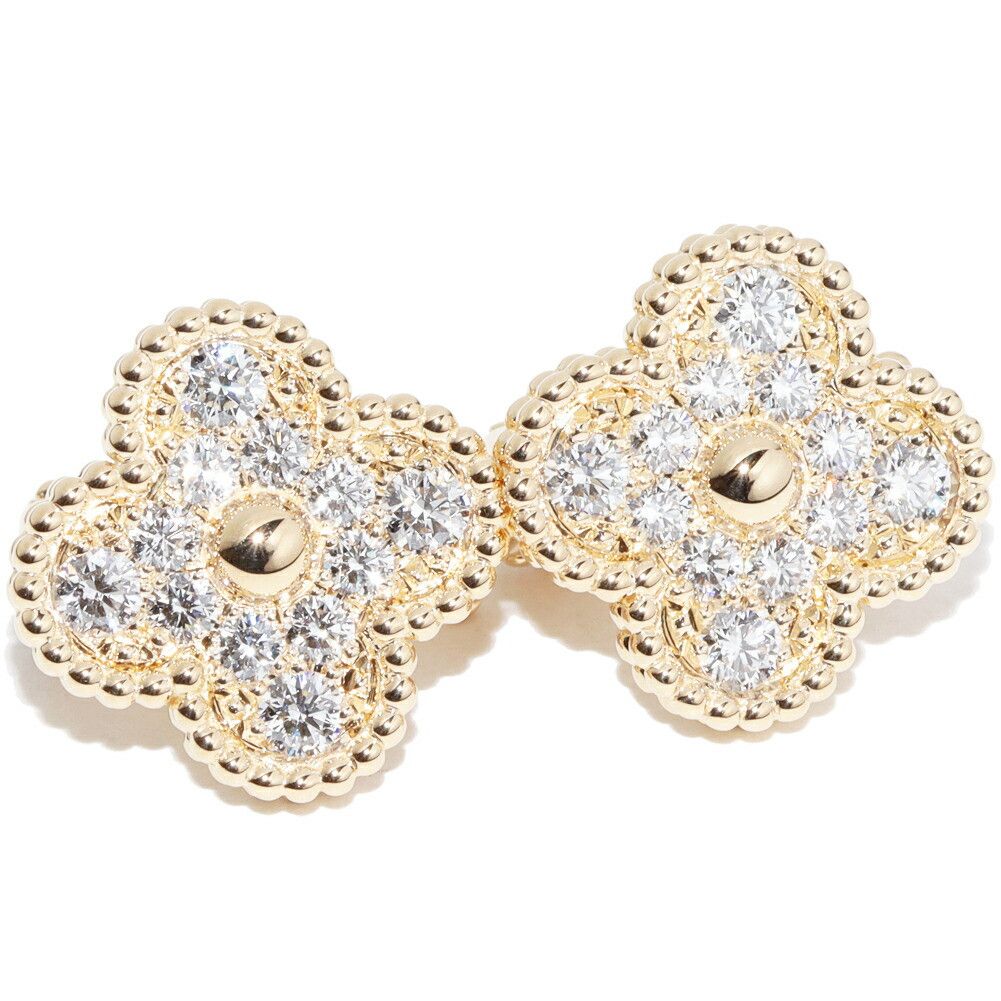 Van Cleef & Arpels Van Cleef & Arpels Vintage Alhambra Au750 Diamond Earrings Precious Metal Earrings VCARA44700 DUTY FREE for USA