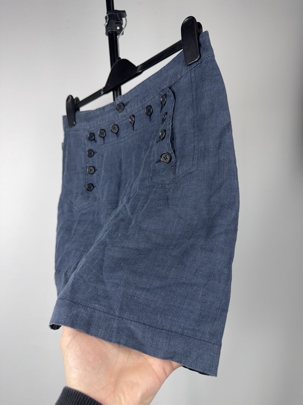 Moschino Luxury Moschino Jeans Faded Blue Button Detail Mini Skirt Size 29" - 3 Thumbnail