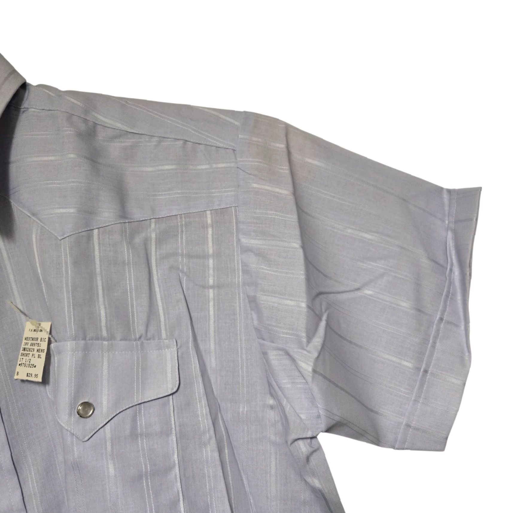 Vintage Panhandle Slim Western Shirt Pearl Snap Short Sleeve Blue Men's Size 17 1/2 NWT Size US XL / EU 56 / 4 - 4 Thumbnail