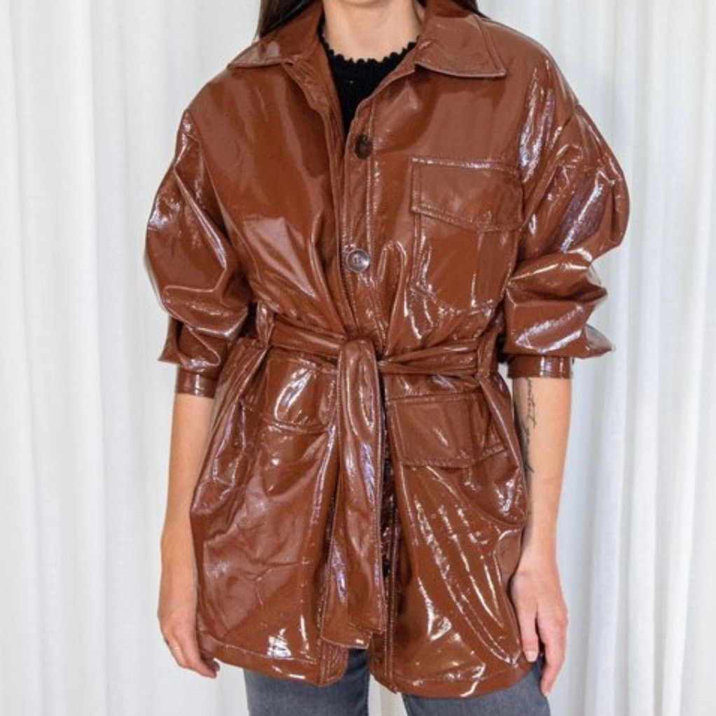 Tach Clothing Mahogany Brown Faux Leather Carioca Jacket