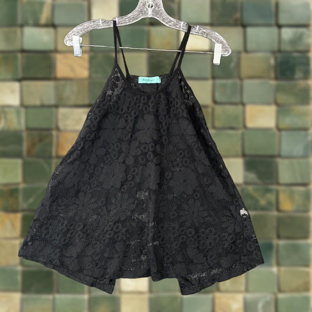 Vintage Chris & Carol Tank Shirt Women Lace Black Spaghetti Straps Small S Womens Size S / US 4 / IT 40 - 1 Thumbnail