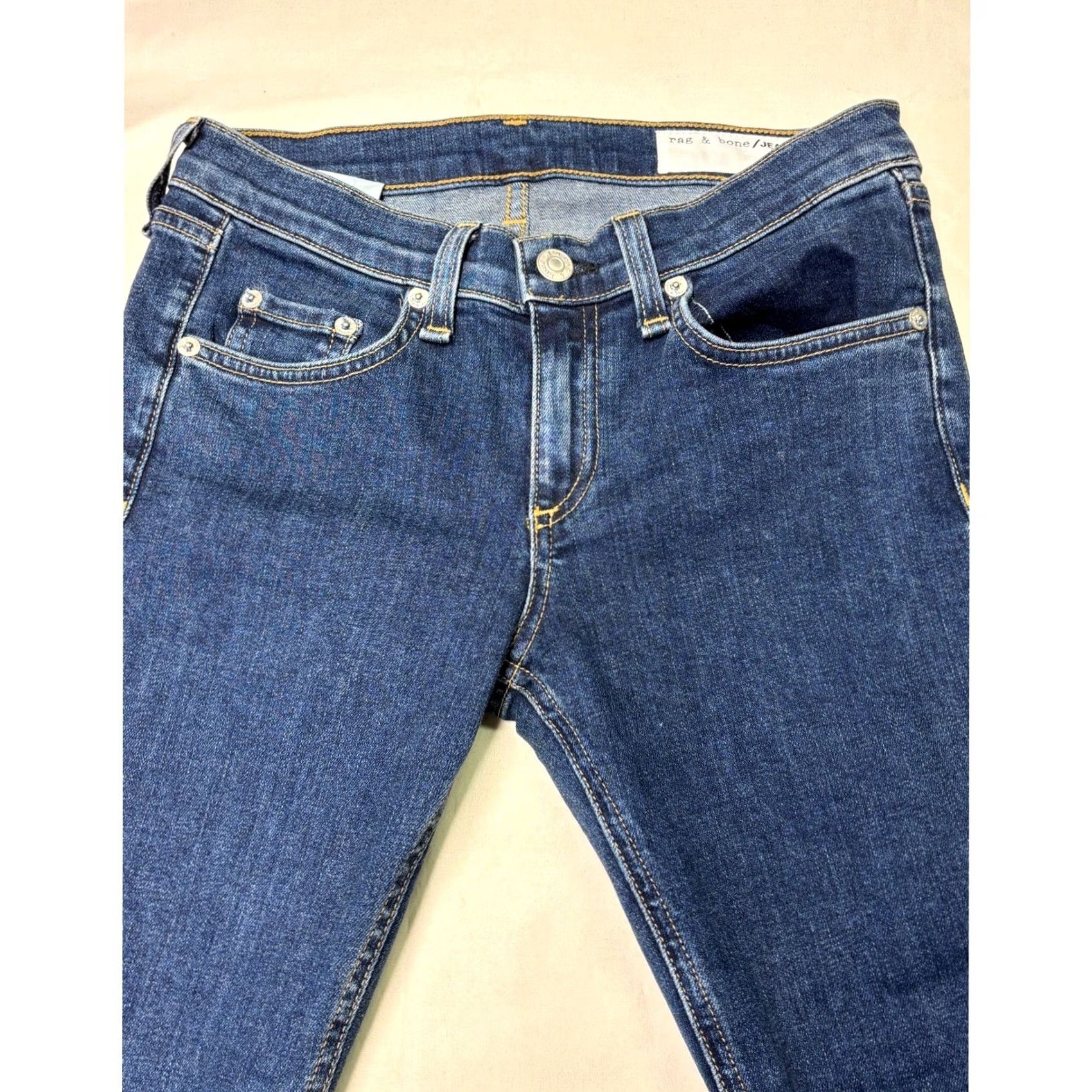 Rag & Bone rag & bone Women's Stevie Ankle Tie Capri Jeans Skinny 25 Paz Bow Detail Dark Wash Denim Slim Zip Tie Womens Jeans Size 42" / US 20 - 2 Thumbnail