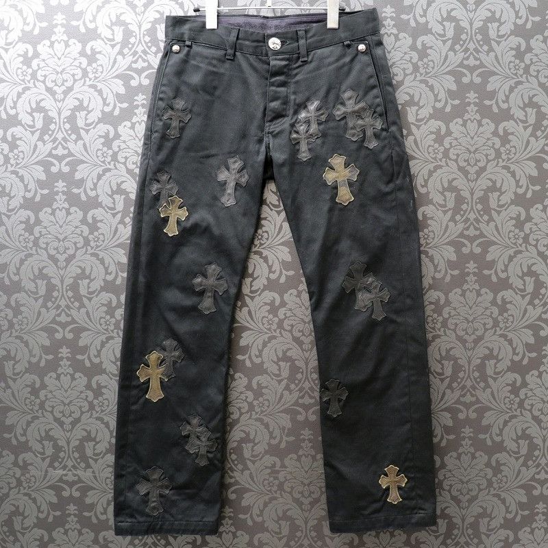 image of Chrome Hearts Cemetery Cross Patch Chinos in Black, Men's (Size 30)