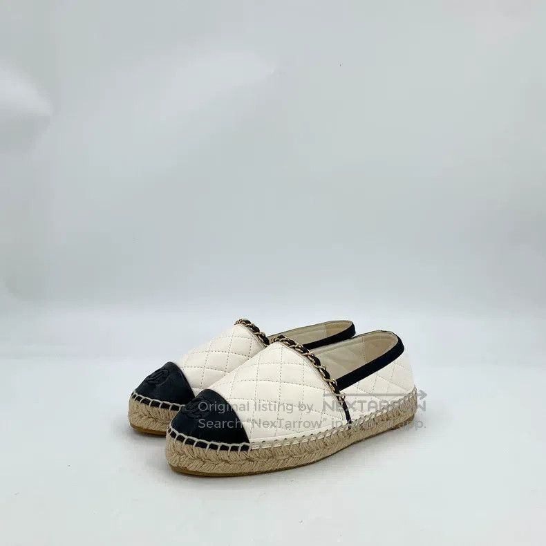 Chanel Chanel White round toe diamond check casual flat woven fis Size US 5.5 / IT 35.5 - 1 Thumbnail