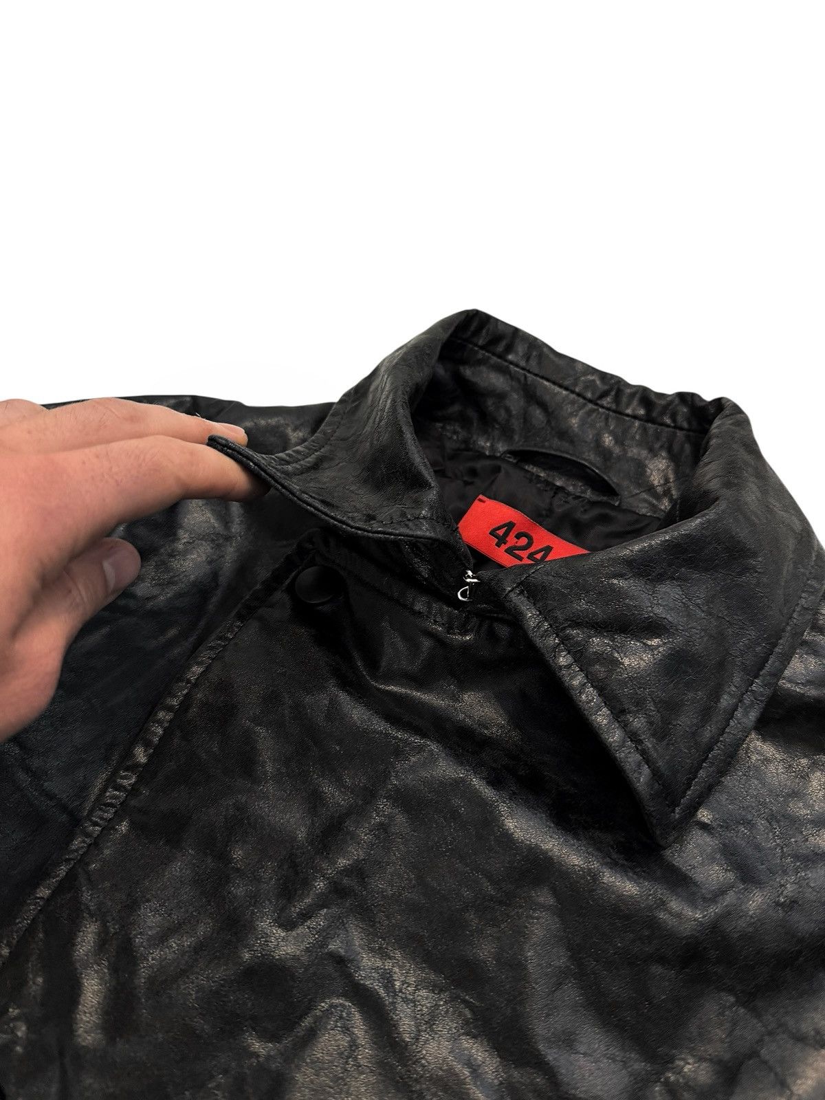 424 RARE 2024 Distressed Paper Effect Leather Trench Coat Size US M / EU 48-50 / 2 - 9 Thumbnail