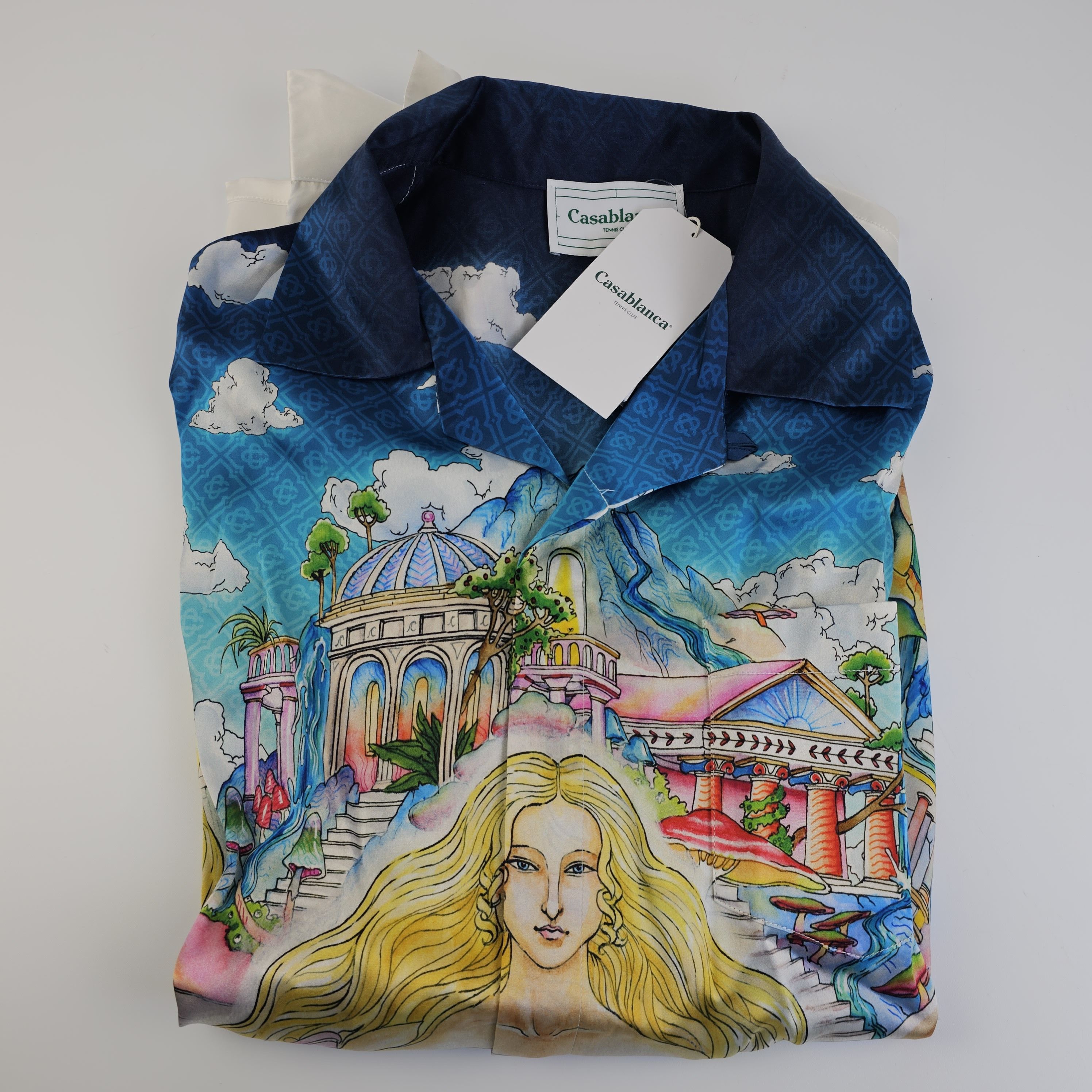 Casablanca Le Temple Multicolor Silk Long Sleeve Shirt New S