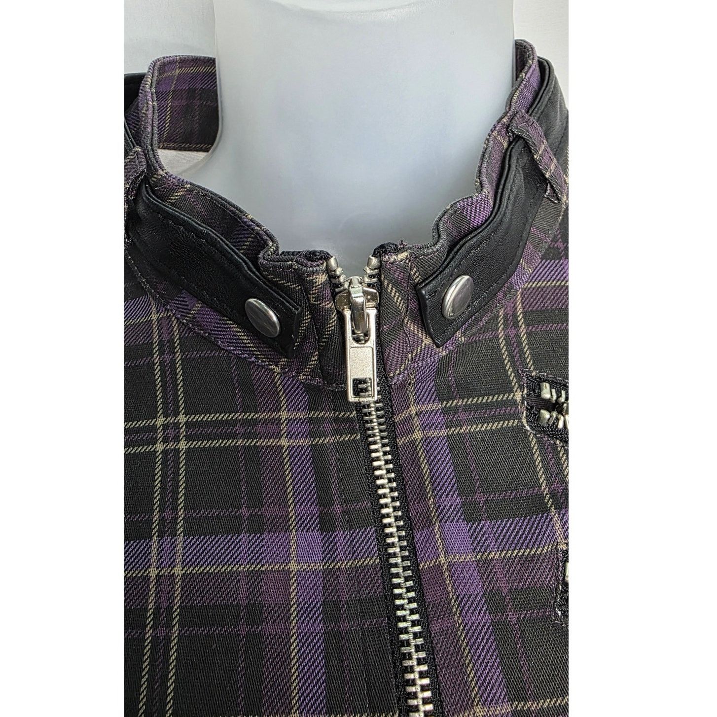 Killstar Killstar Purple Plaid Moto Jacket Women's M Gothic Grunge Size M / US 6-8 / IT 42-44 - 3 Thumbnail