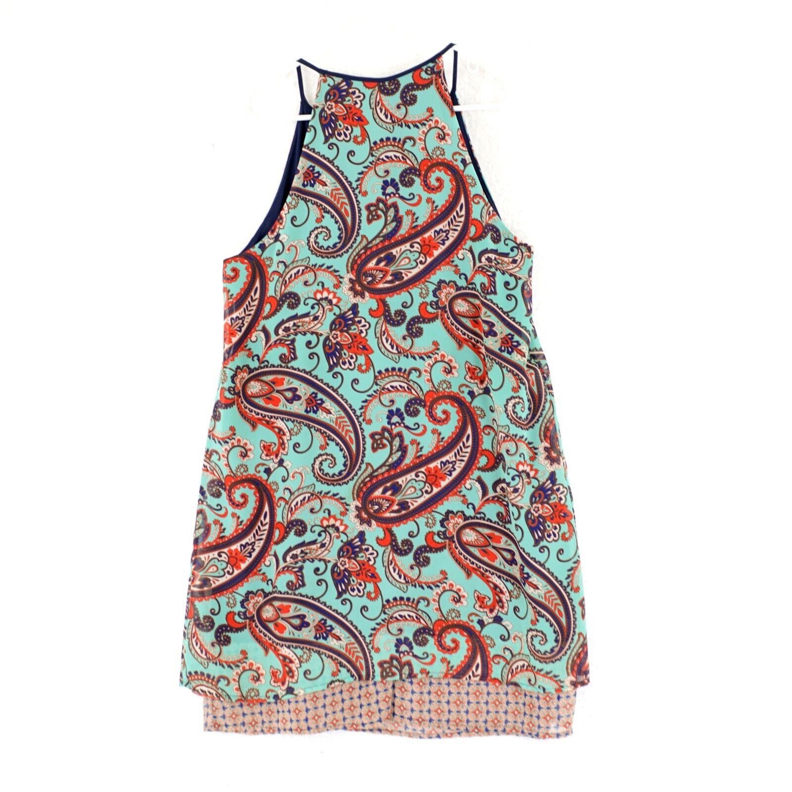 Vintage Perseption Concept Medium Teal Blue Red Paisley Spaghetti St Size M / US 6-8 / IT 42-44 - 6 Thumbnail