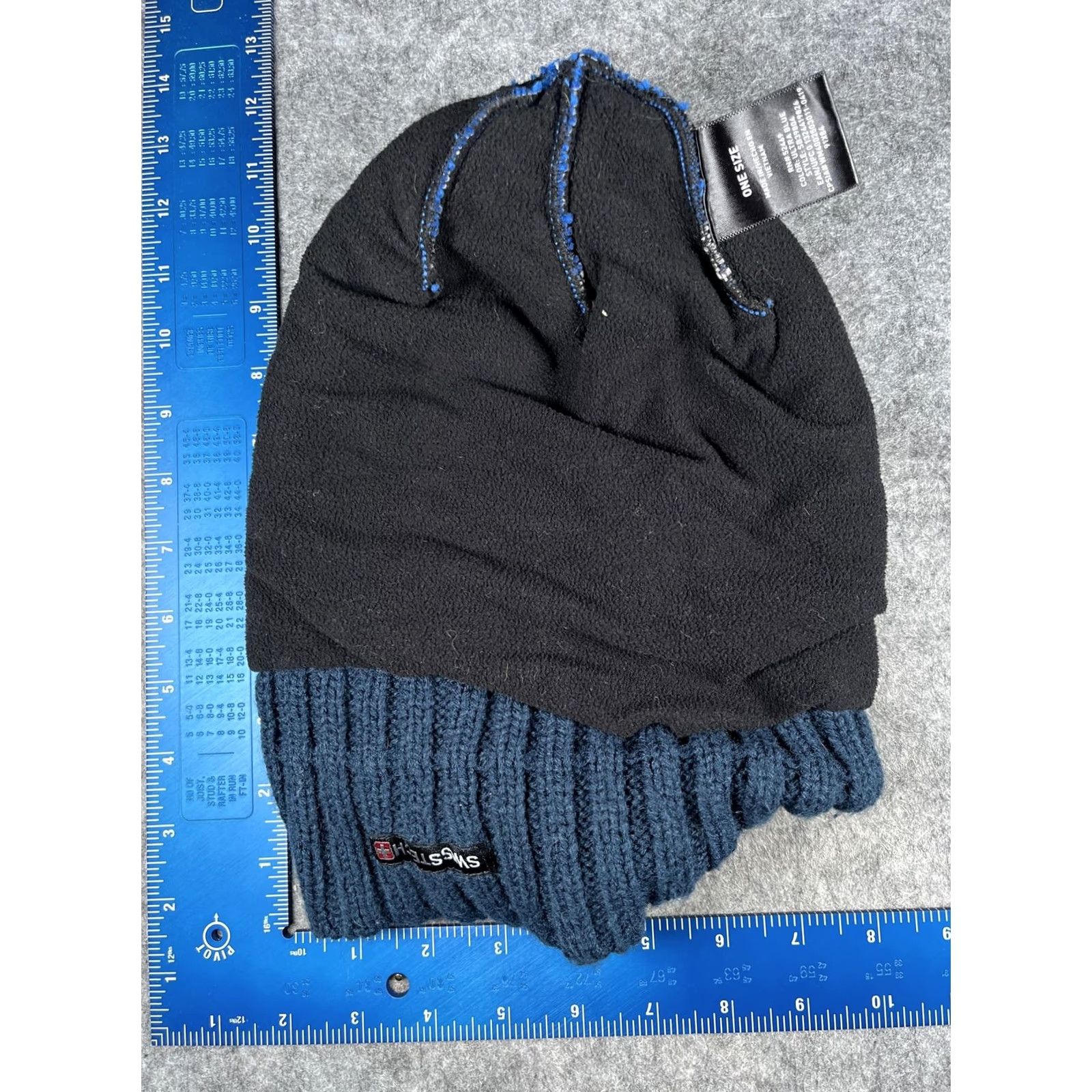 Vintage Swiss Tech Beanie Mens One Size Blue Striped Fleece Lined Knit Winter Hat Size US M / EU 48-50 / 2 - 5 Thumbnail