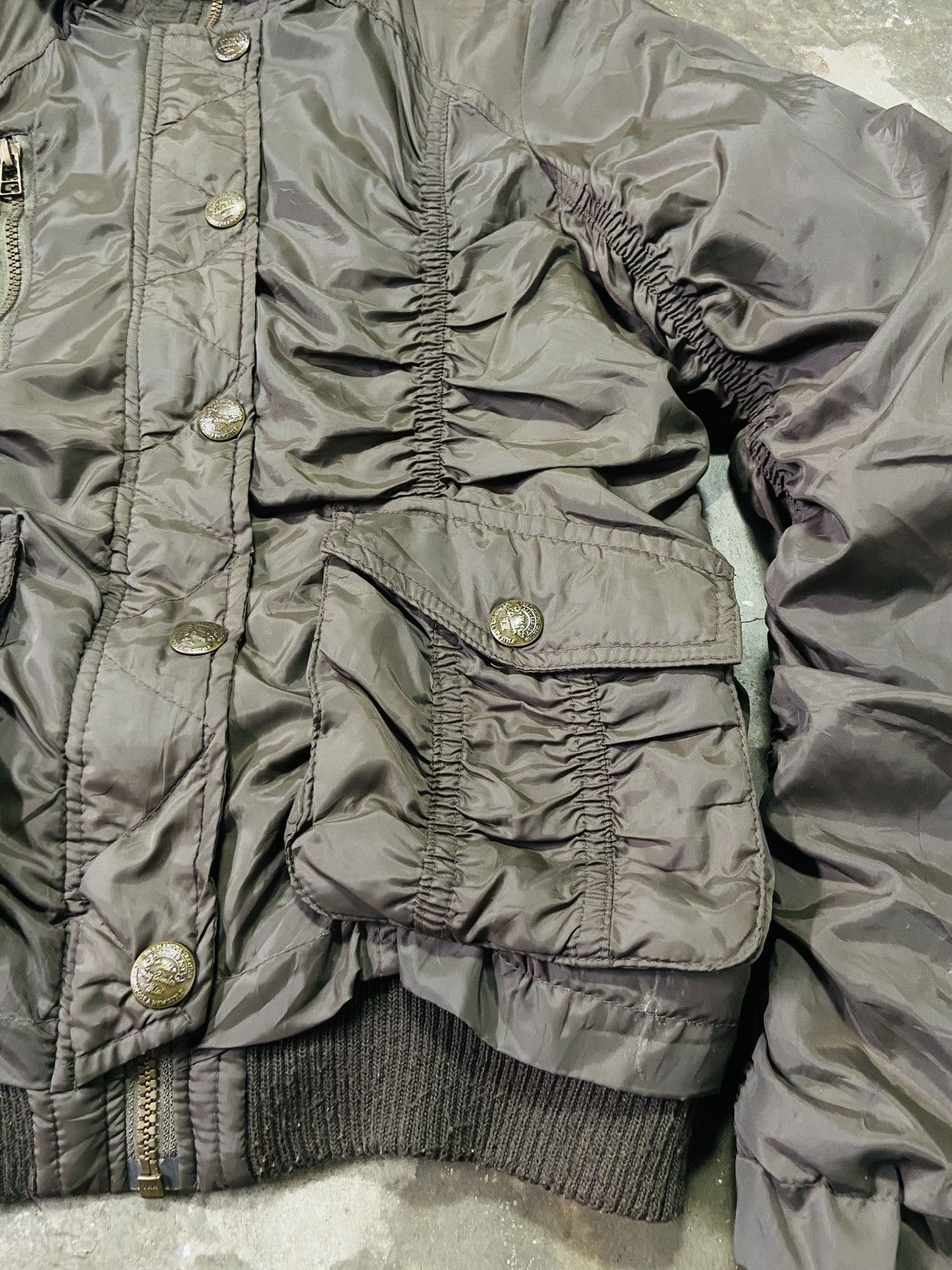 Seditionaries Faded Sky Bomber Mini Fur Hoodie Nylon Jacket Size M / US 6-8 / IT 42-44 - 9 Thumbnail
