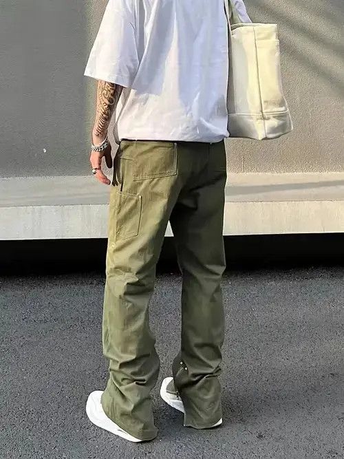 Designer carpenter zipper utility flared cargo pants Size US 32 / EU 48 - 2 Thumbnail