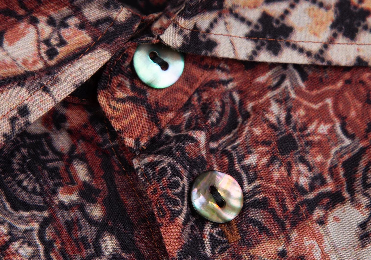Jean Paul Gaultier Cotton Kilim Pattern Short Sleeve Shirt in Brown 48 Size US M / EU 48-50 / 2 - 5 Thumbnail