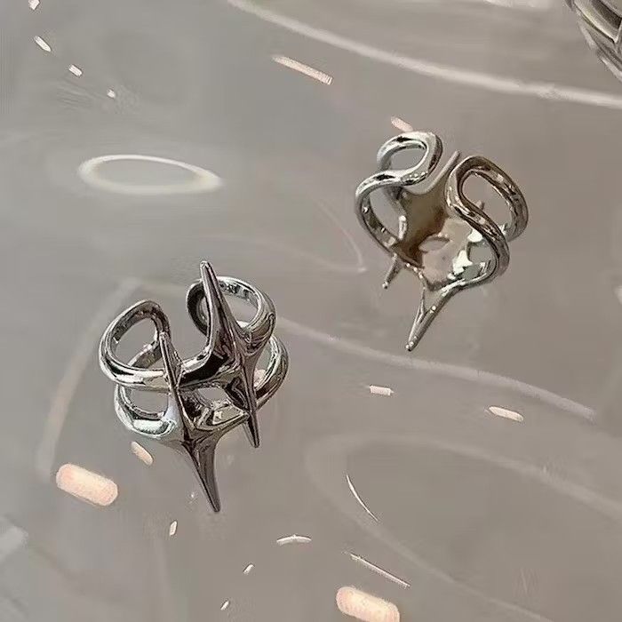 Jewelry × Vintage Abstract Star Ring Silver Slime Modern Punk Art Psychedelic Size ONE SIZE - 3 Thumbnail