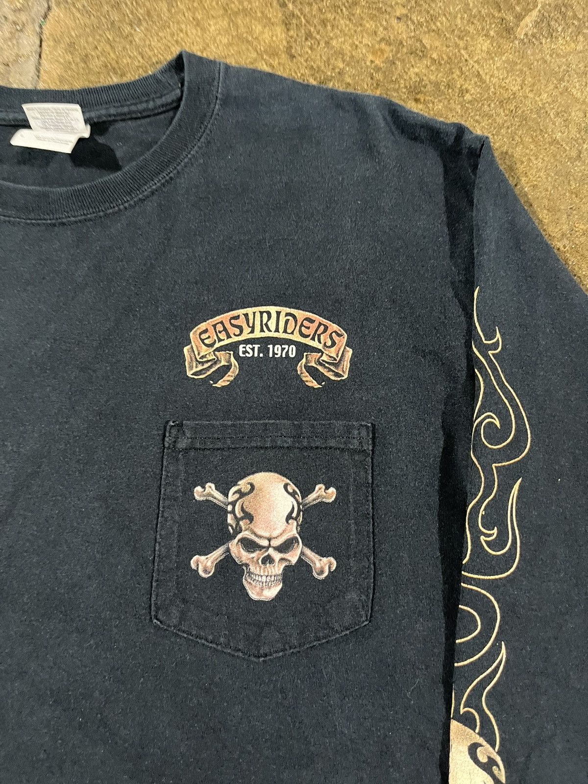 Harley Davidson × JNCO × Vintage CRAZY Y2K EASYRIDERS FLAME SKULL LONGSLEEVE LOGO BIKER TEE Size US M / EU 48-50 / 2 - 7 Thumbnail