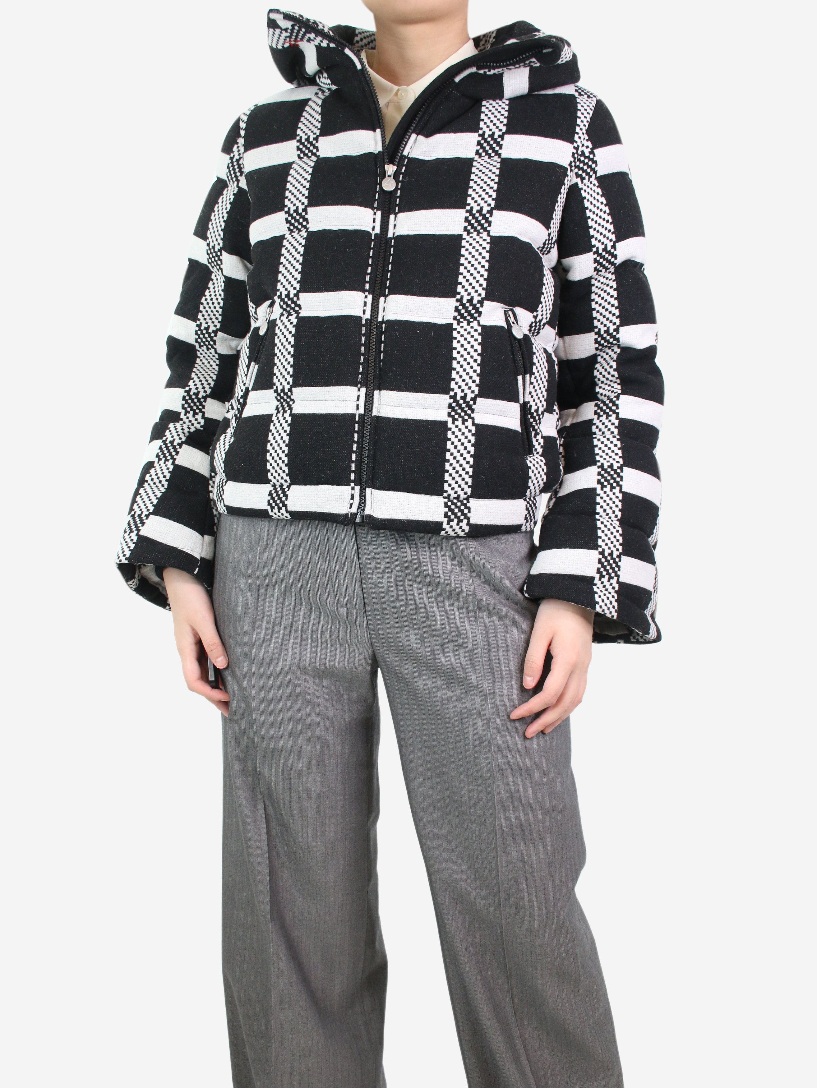image of Perfect Moment Black And White Checkered Wool-Blend Jacket - Size S, Women's