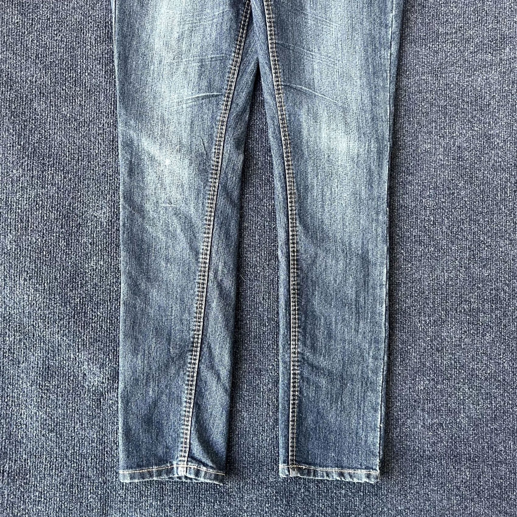 Vintage Y2K Indigo Jeans Womens 9 Blue Skinny Stretch Contrast Stitch Embellished Size 30" / US 8 / IT 44 - 2 Thumbnail