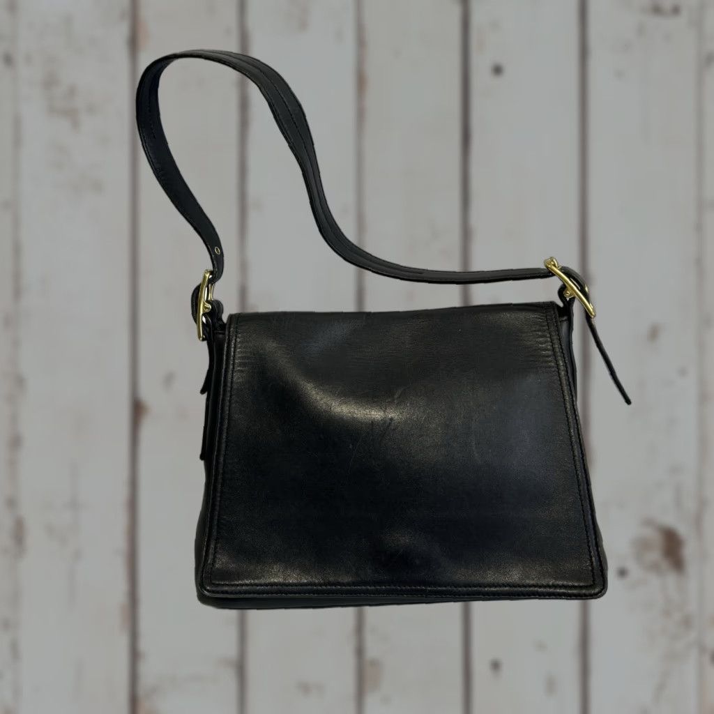 Coach VINTAGE Coach Handbag Black Hobo Bag #M2W-9828 Women Medium Leather Bag Black Brown Lining Gold Hardware Ladies Womens Size ONE SIZE - 1 Thumbnail