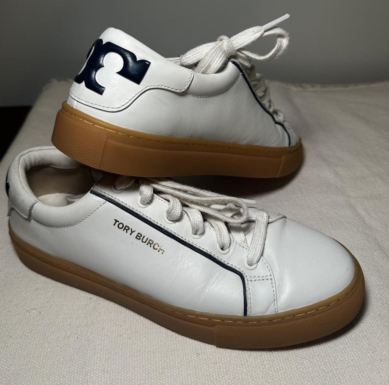 Tory Burch Tory Burch Olive Gum Sole Court Sneaker Leather Size US 7.5 / IT 37.5 - 1 Thumbnail