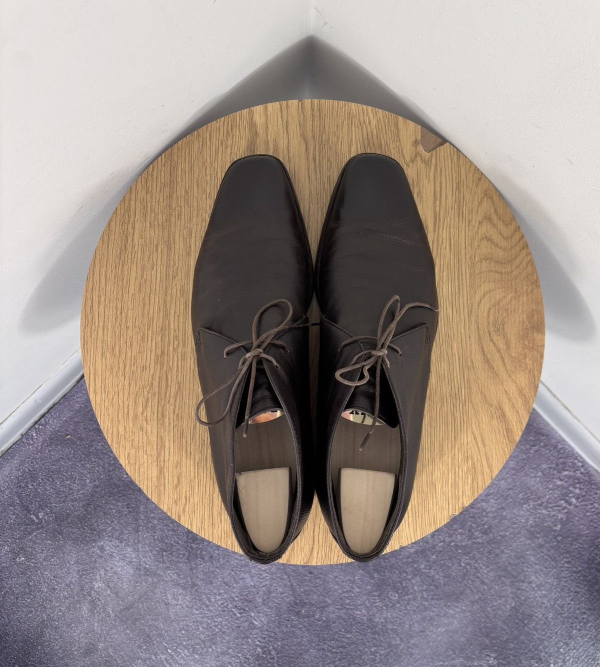 Ermenegildo Zegna Ermenegildo Zegna Men’s Dark Brown Leather Chukka Boots Size US 9.5 / EU 42-43 - 13 Thumbnail
