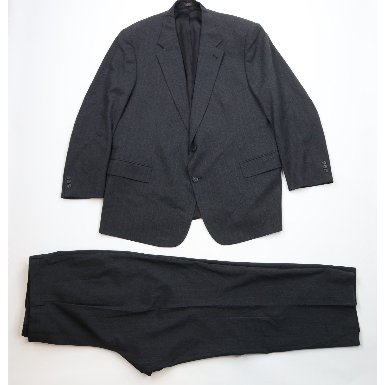 Vintage Vintage 90s Streetwear 2 Piece Wool Pinstriped Suit Size 50R - 1 Thumbnail