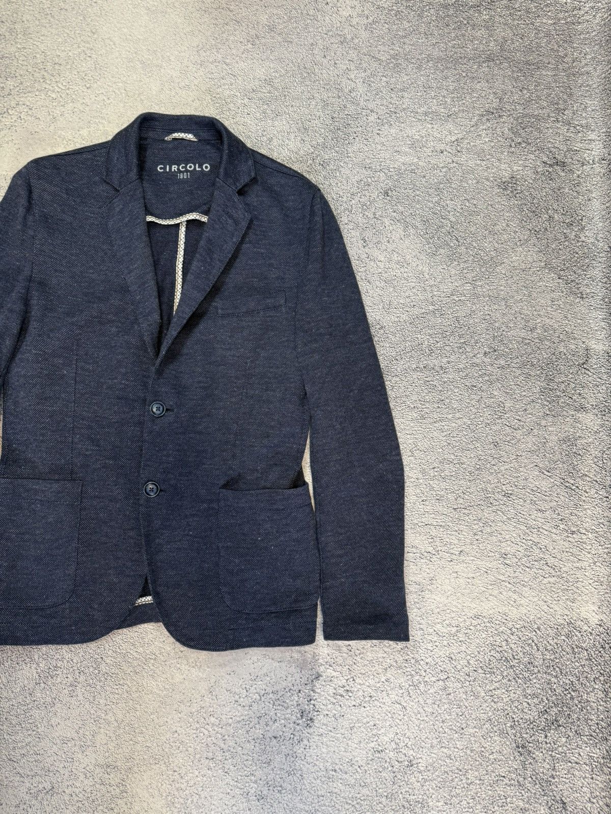 Circolo 1901 Circolo 1911 Men Linen Cotton Blazer EU48 Navy Slim Jacket Size 38R - 4 Thumbnail