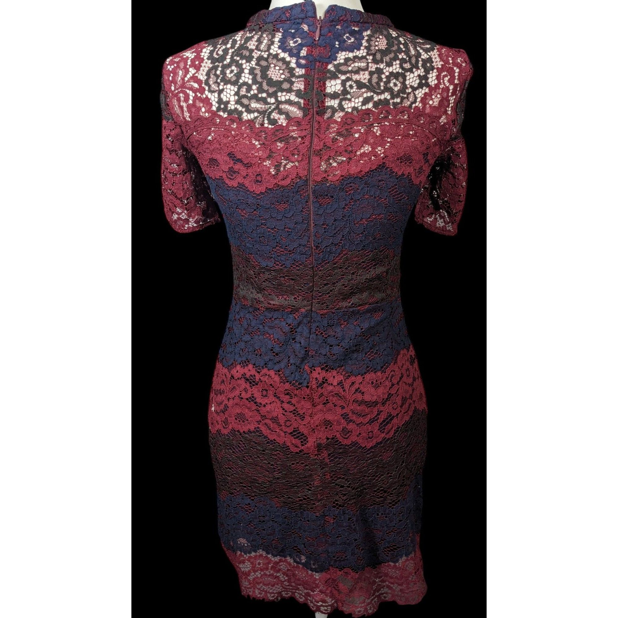 Sandro Sandro Paris Red Black And Blue Lace Dress Size Small Size S / US 4 / IT 40 - 2 Thumbnail