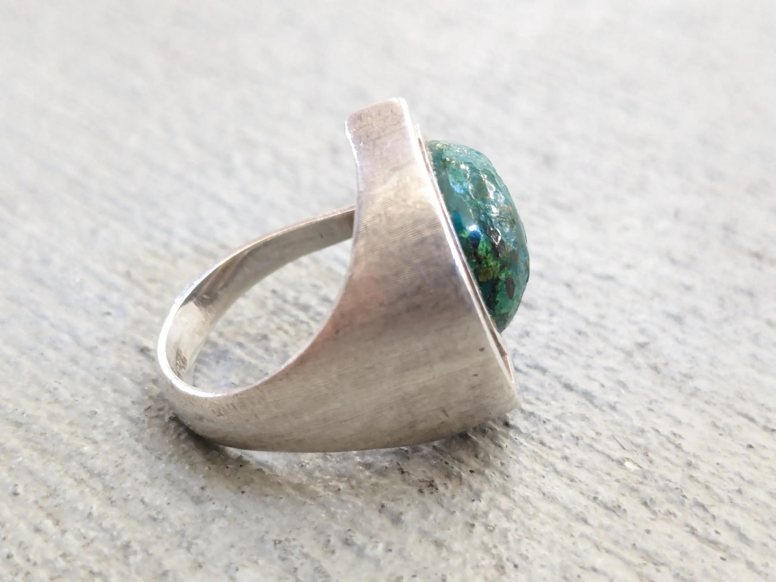 Jewelry Vintage Sterling Silver Ring Chrysocolla Size 7 Modern Size ONE SIZE - 7 Thumbnail