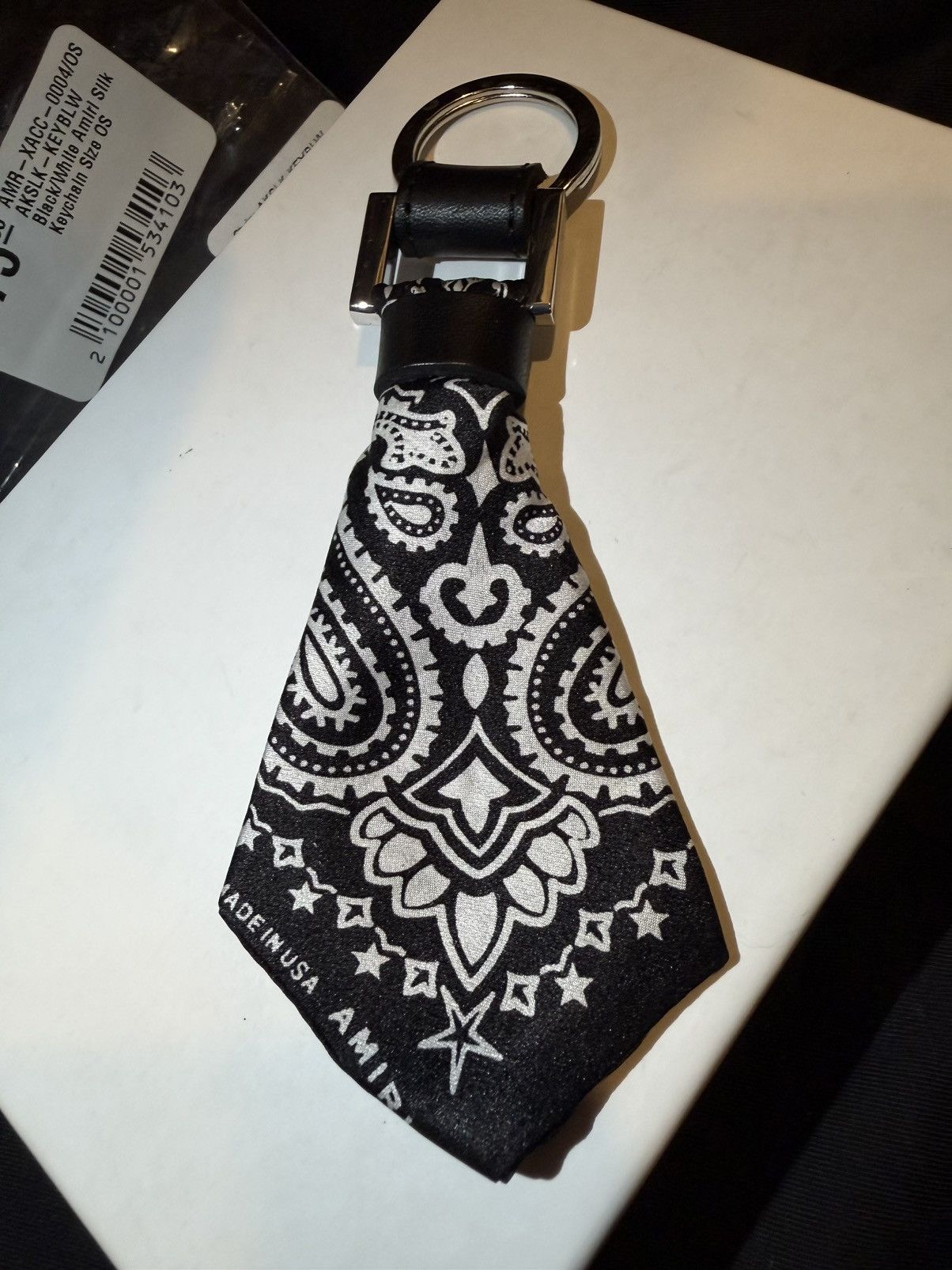 Amiri Black Silk Bandana Keychain | Grailed