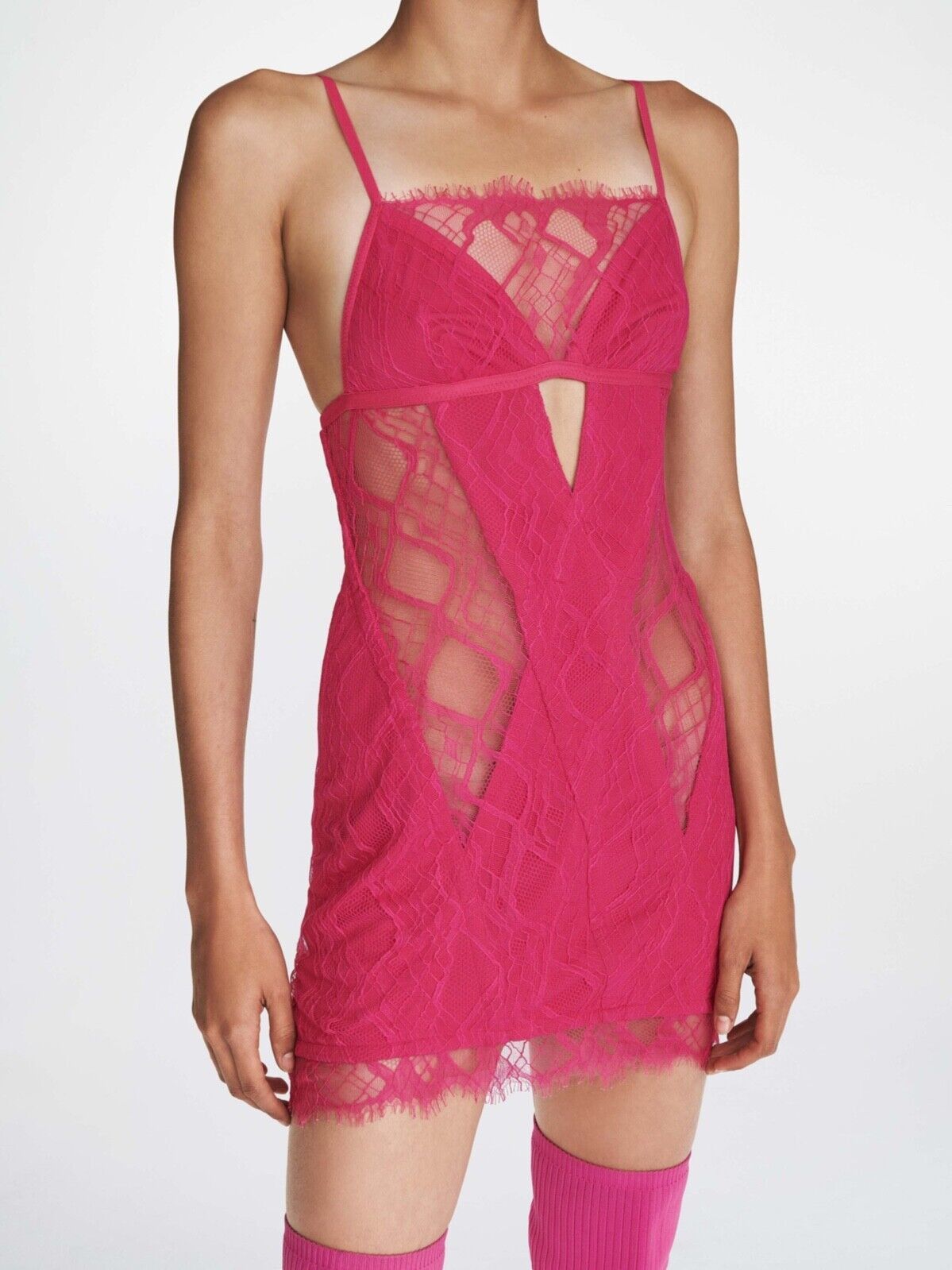 open lace back dress Dion Lee Acid Pink Bustier Dress (For Hire) – EKOLUV main image 0