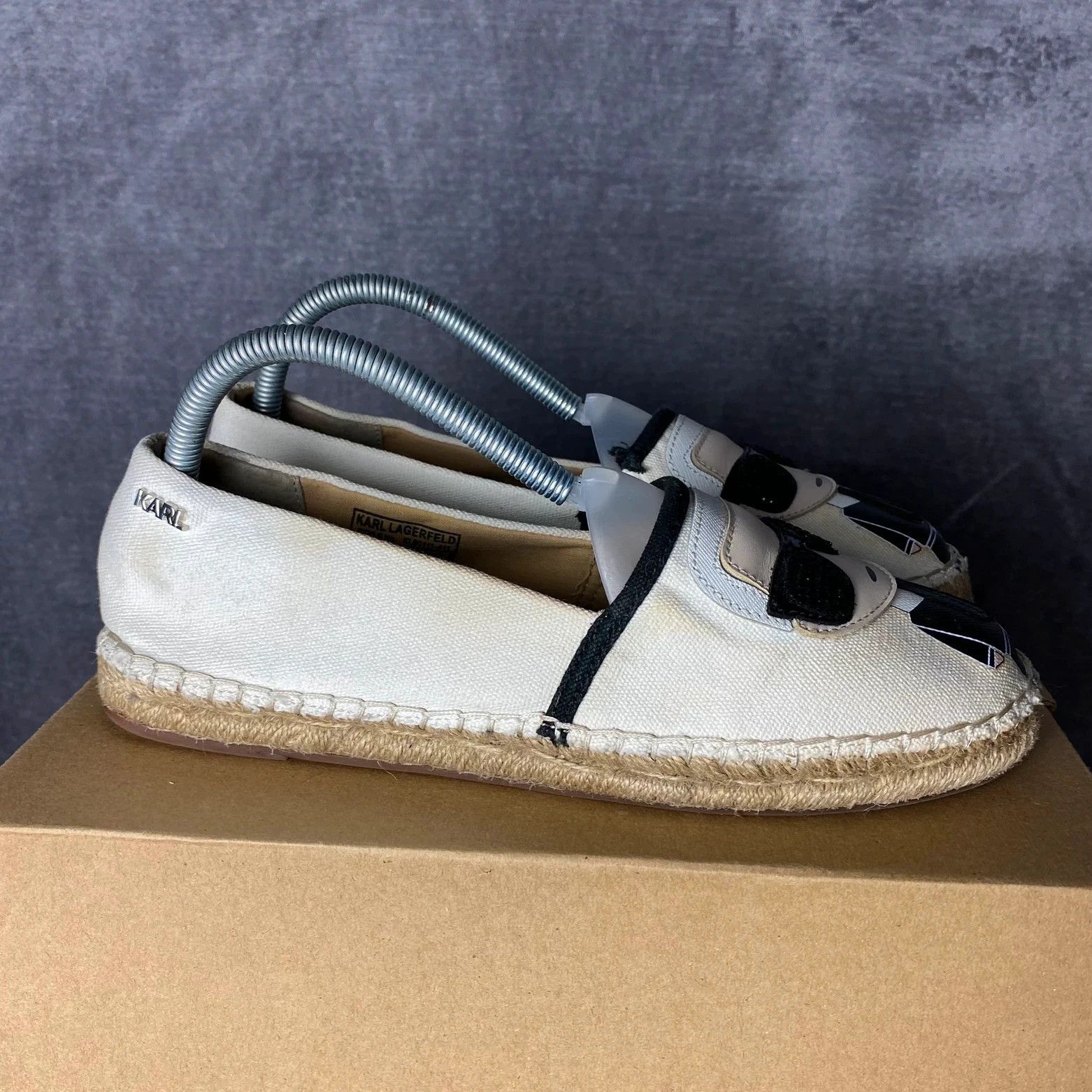 Designer × Karl Lagerfeld Karl Lagerfeld Kamini Karl Ikonic slip on cream espadriles Size US 10 / IT 40 - 6 Thumbnail