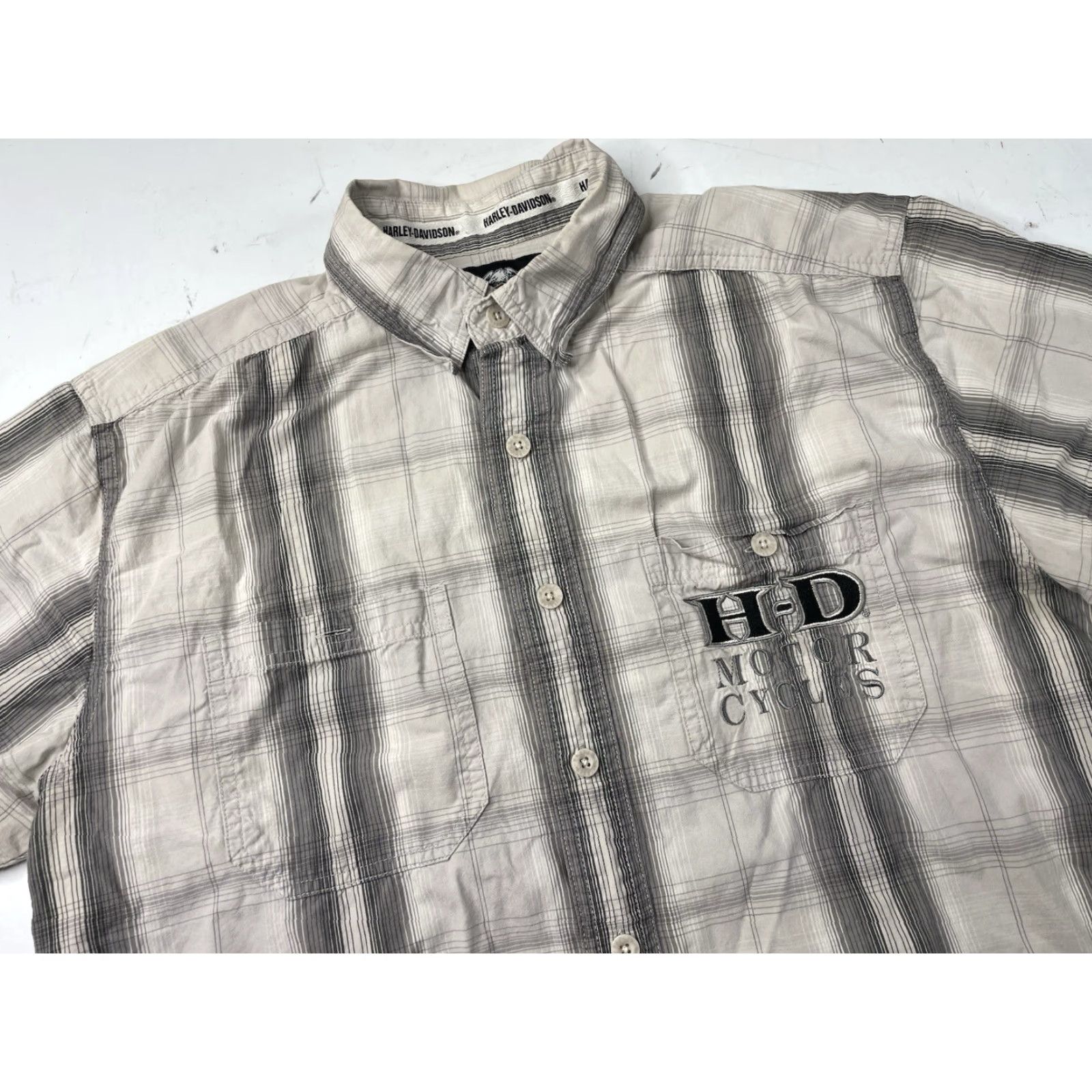 Harley Davidson Harley-Davidson Shirt Mens M Gray Plaid Button-Up Snap Short Sleeve Casual Outdoor Classic Size US M / EU 48-50 / 2 - 3 Thumbnail