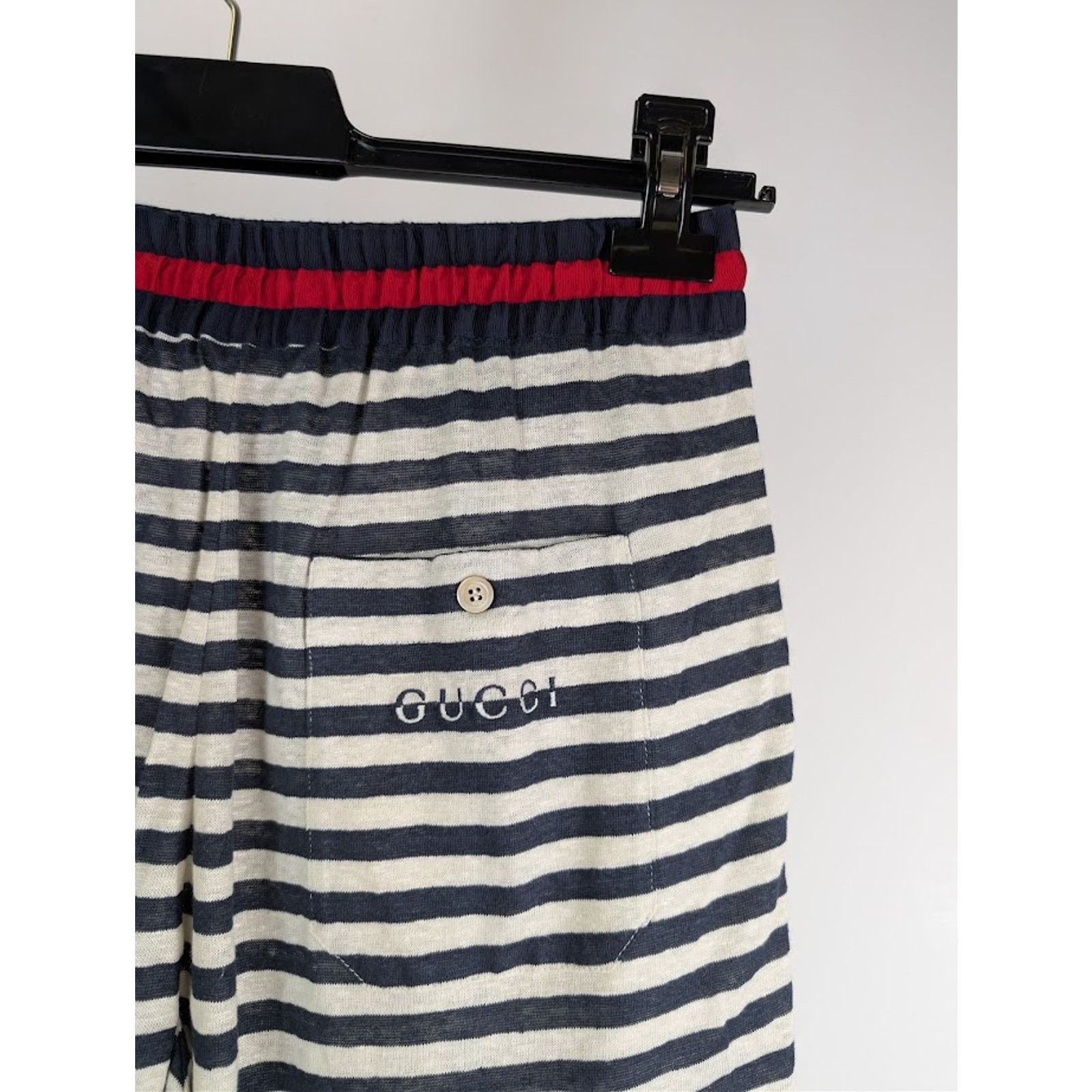 Gucci o1rshd1 Striped Linen Jersey Basket Pant in Navy/Milk Size US 36 / EU 52 - 12 Thumbnail