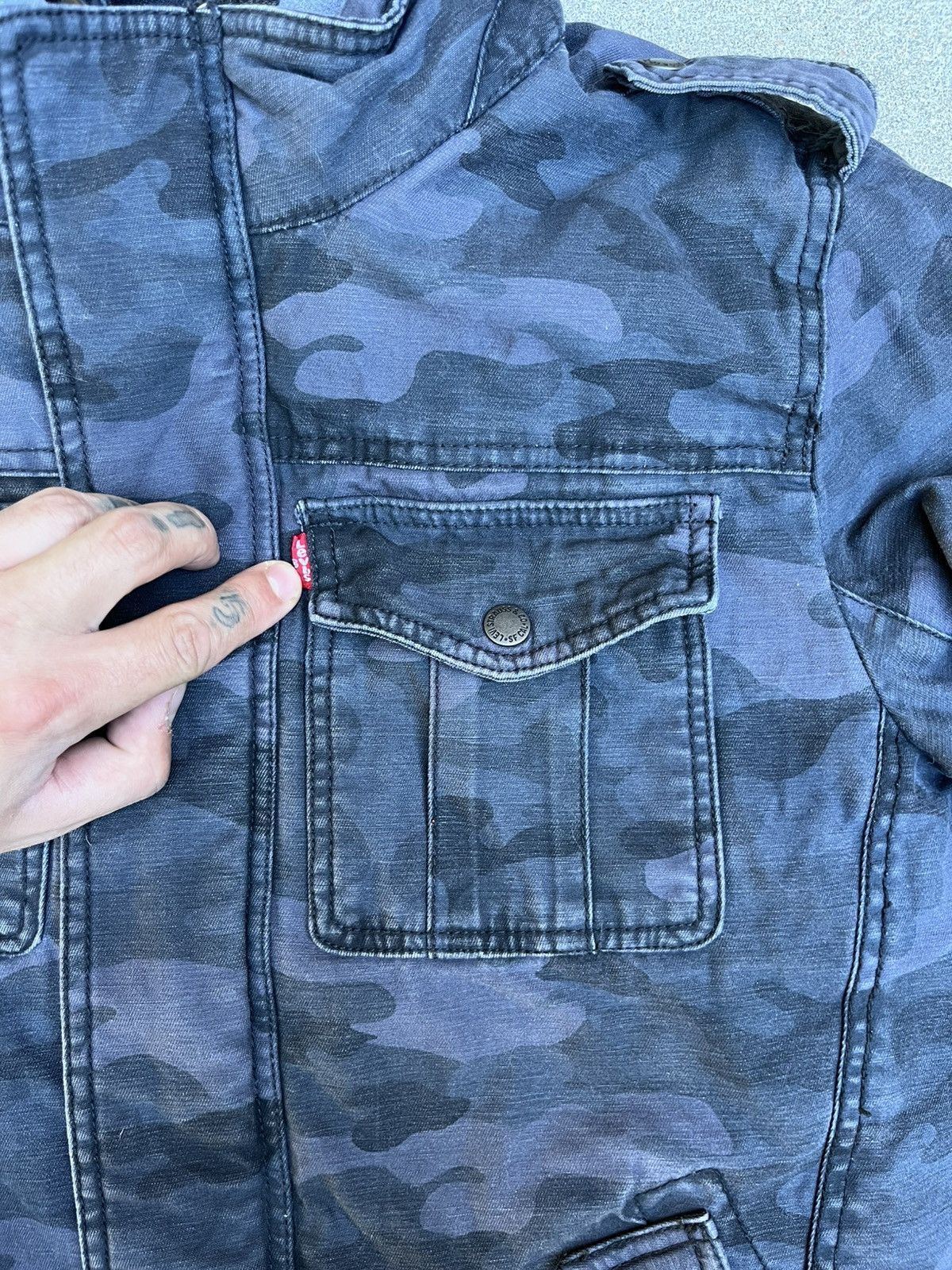 Levi's Levis Y2K Hoodie Liner / Gray Camo Jacket Size US S / EU 44-46 / 1 - 3 Thumbnail