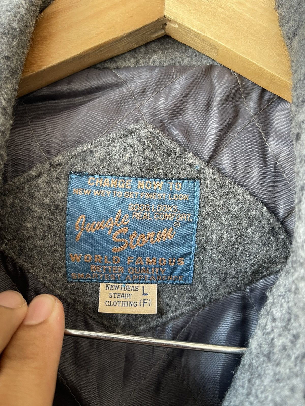 Japanese Brand Vintage Jungle Storm Wool Zip Up Jacket Size US L / EU 52-54 / 3 - 3 Thumbnail