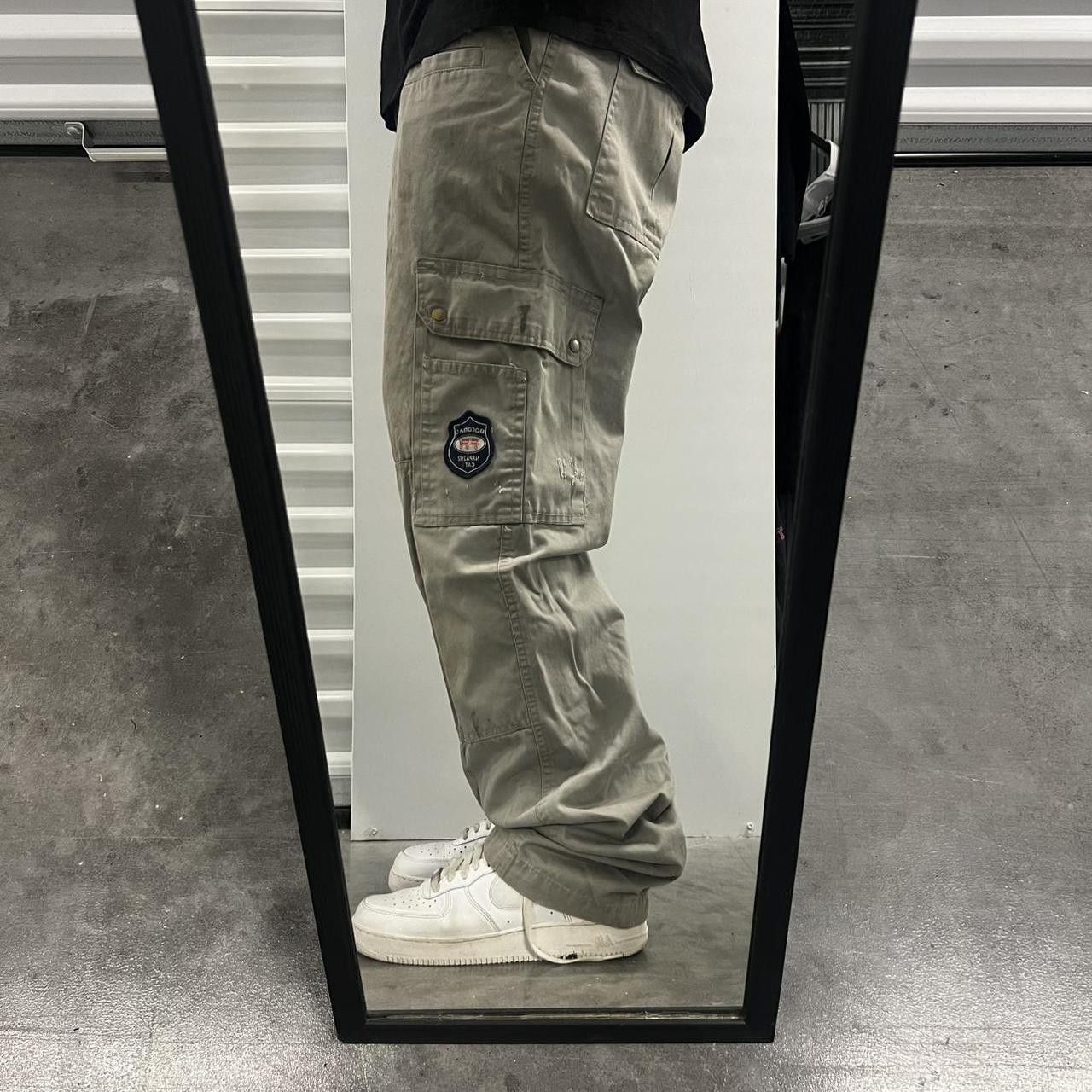 Vintage Vintage Y2K/2000s Super Baggy JNCO Style Distressed Skater Khaki Cargo Pants! Size US 36 / EU 52 - 2 Thumbnail