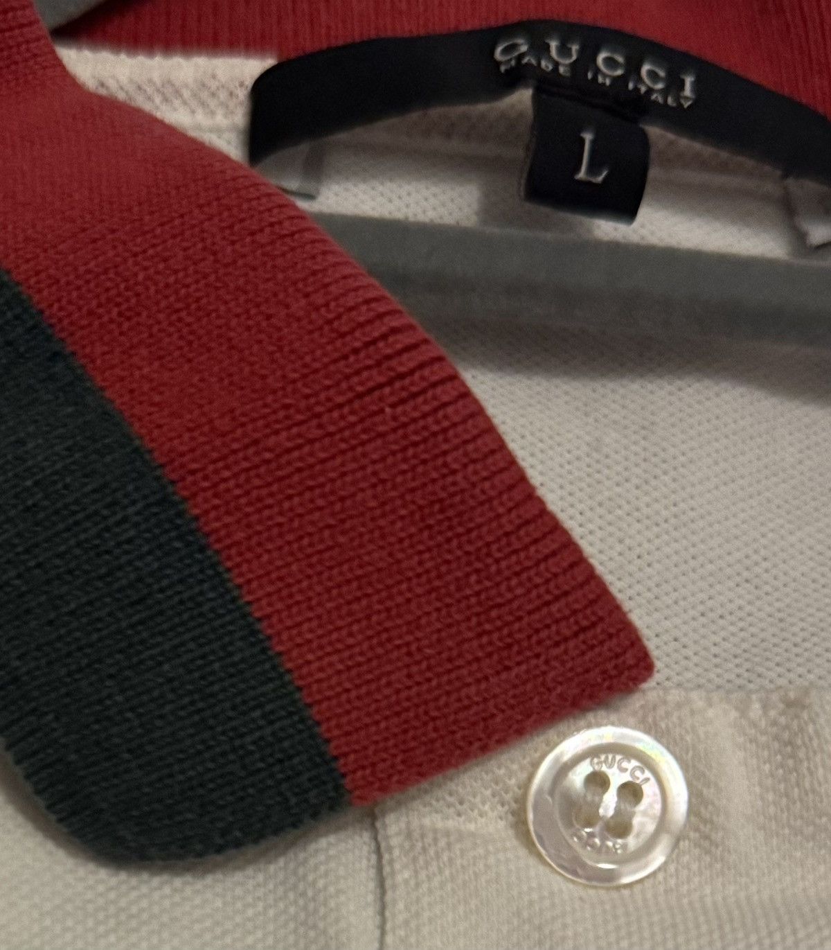 Gucci × Vintage Gucci polo shirt size Large web collar Size US L / EU 52-54 / 3 - 5 Thumbnail