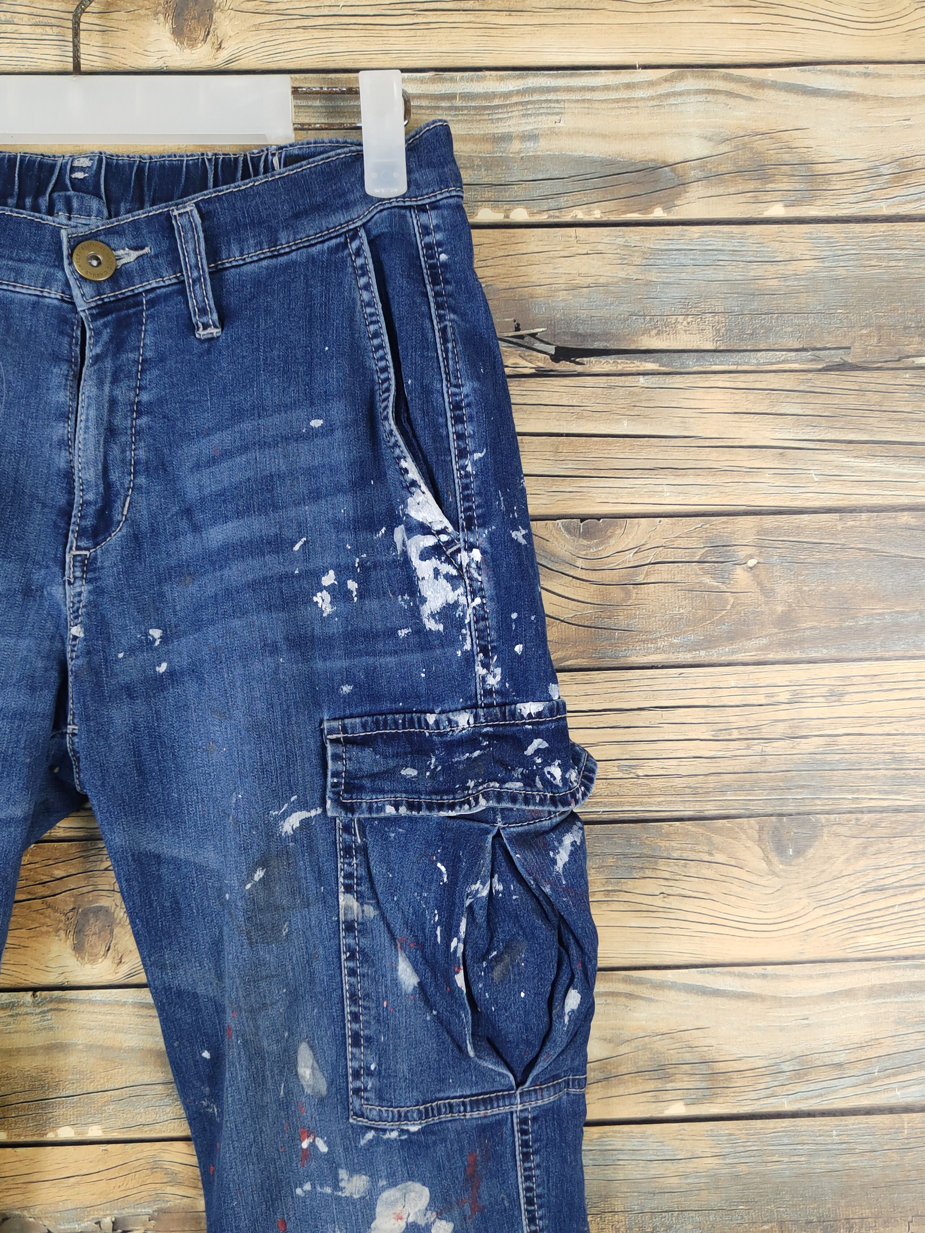 Japanese Brand FieldCore Dark Blue Distressed Ripped Soft Jeans #W1974 Size US 28 / EU 44 - 5 Thumbnail