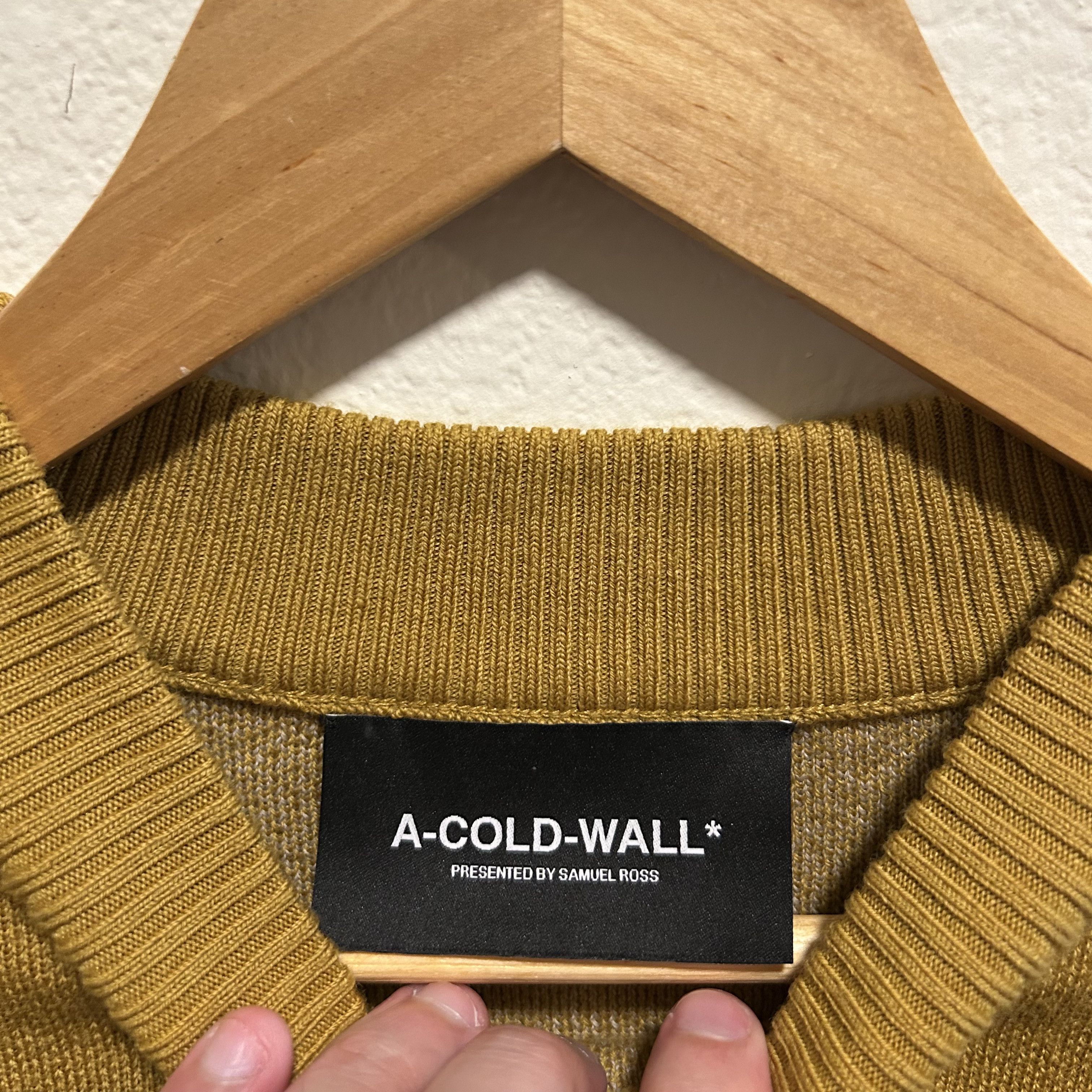 A-COLD-WALL* Worn Once - ACW Yellow knit ribbed collar sweater Size US XL / EU 56 / 4 - 3 Thumbnail