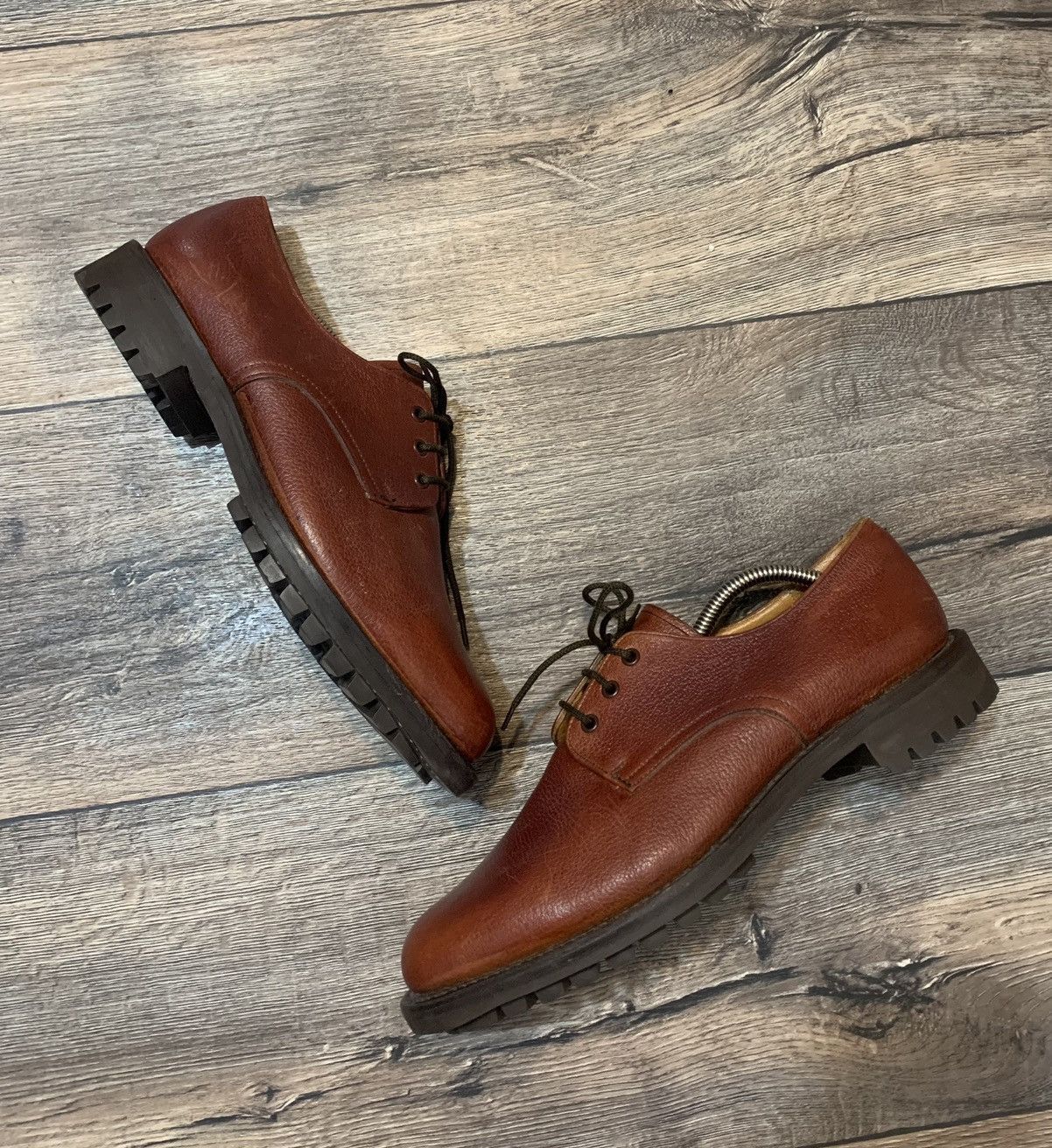 Leather × Vintage Rare Itshide Commando Made In England Leather Derby Shoes Size US 9 / EU 42 - 4 Thumbnail