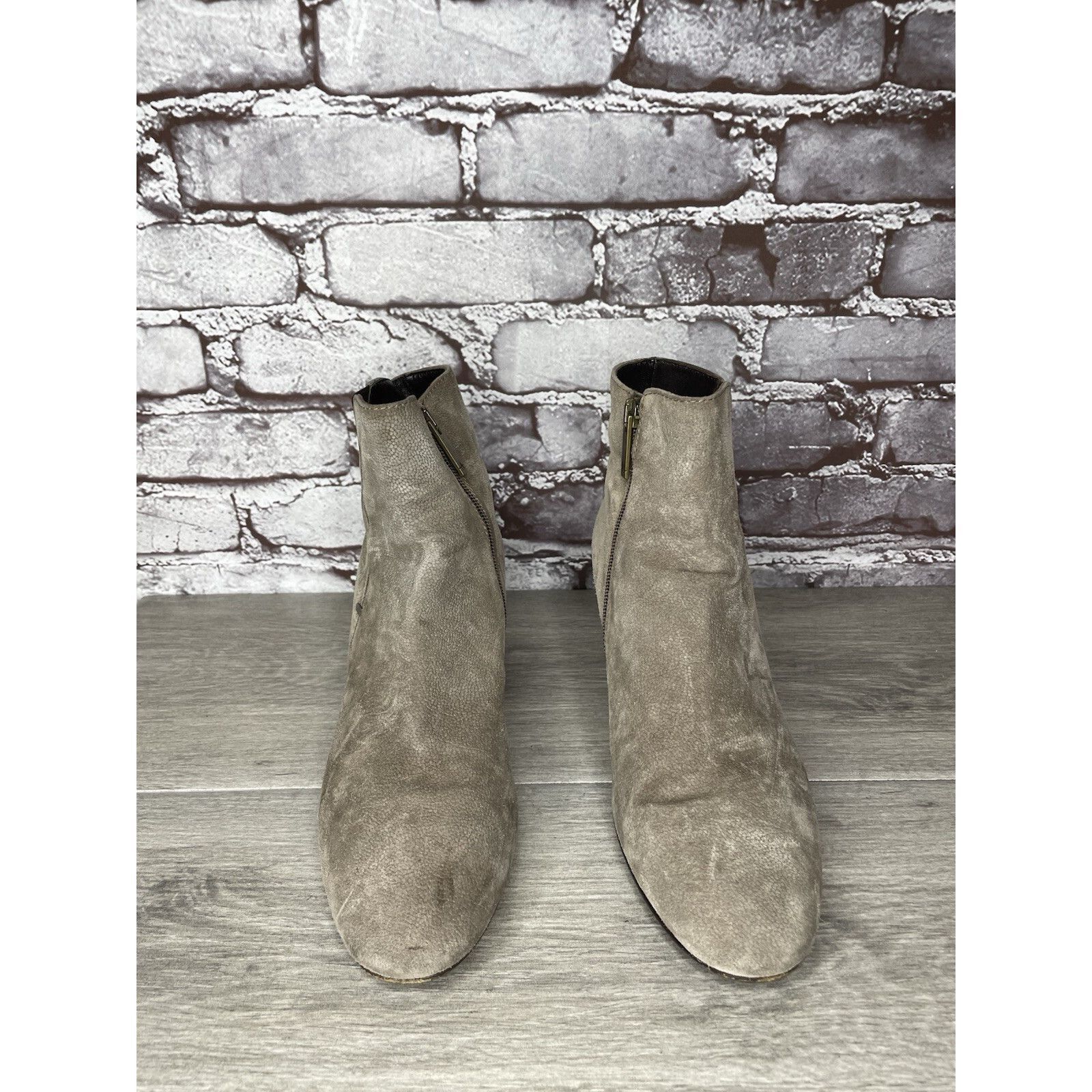 Aquatalia Aquatalia Taupe Suede Leather Side Zip Heel Ankle Booties Wo Size US 10 / IT 40 - 2 Thumbnail