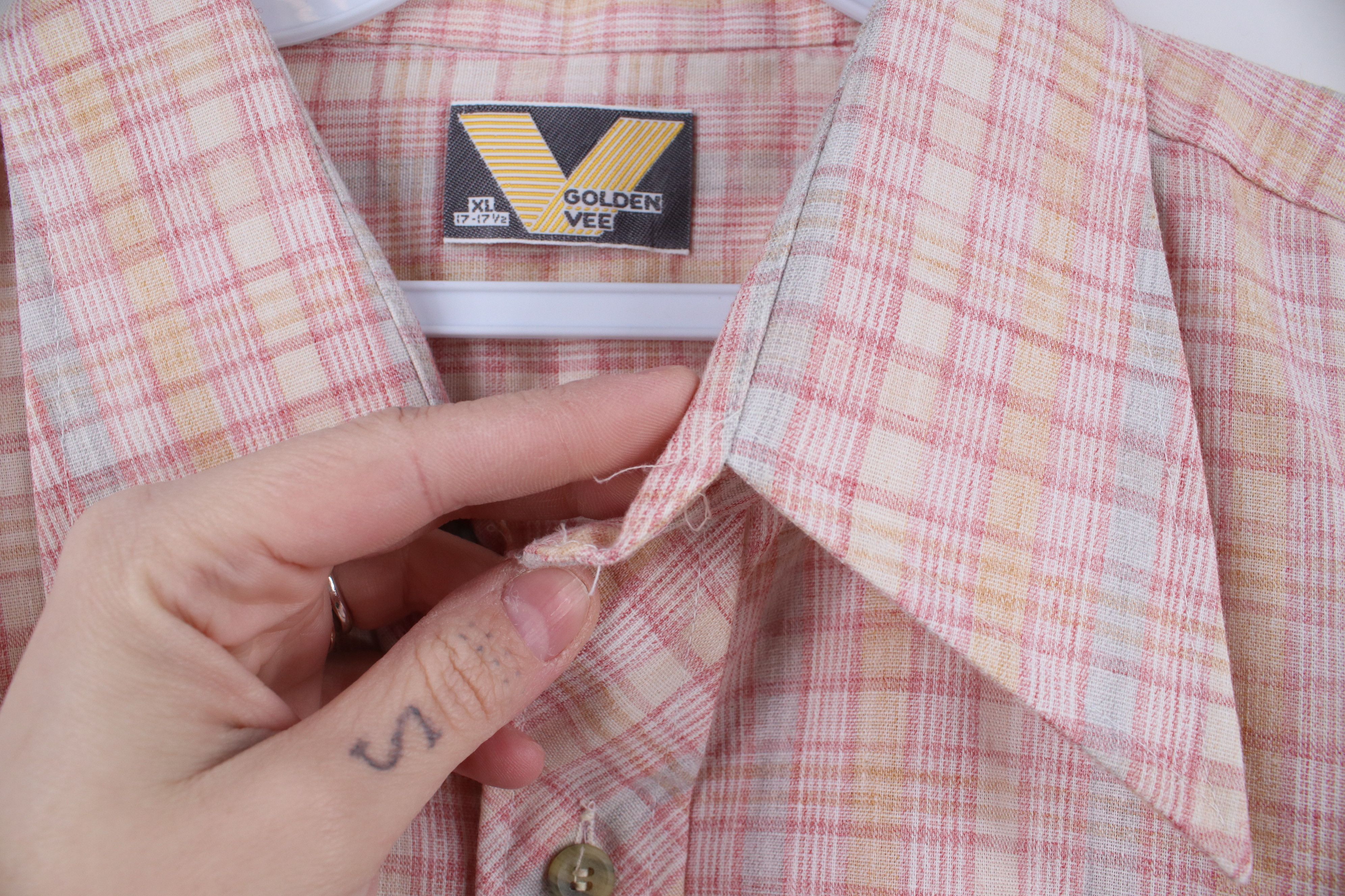 Vintage Vintage 70s Streetwear Pastel Plaid Collared Button Shirt Size US XL / EU 56 / 4 - 7 Thumbnail