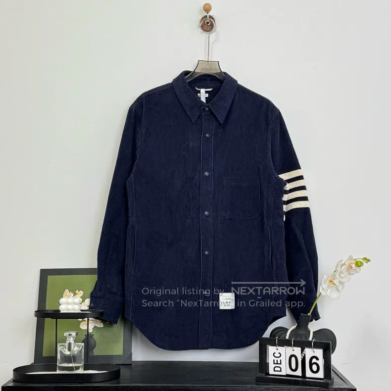 Thom Browne Thom Browne Corduroy Four Striped Shirt Jacket Size US XL / EU 56 / 4 - 1 Thumbnail